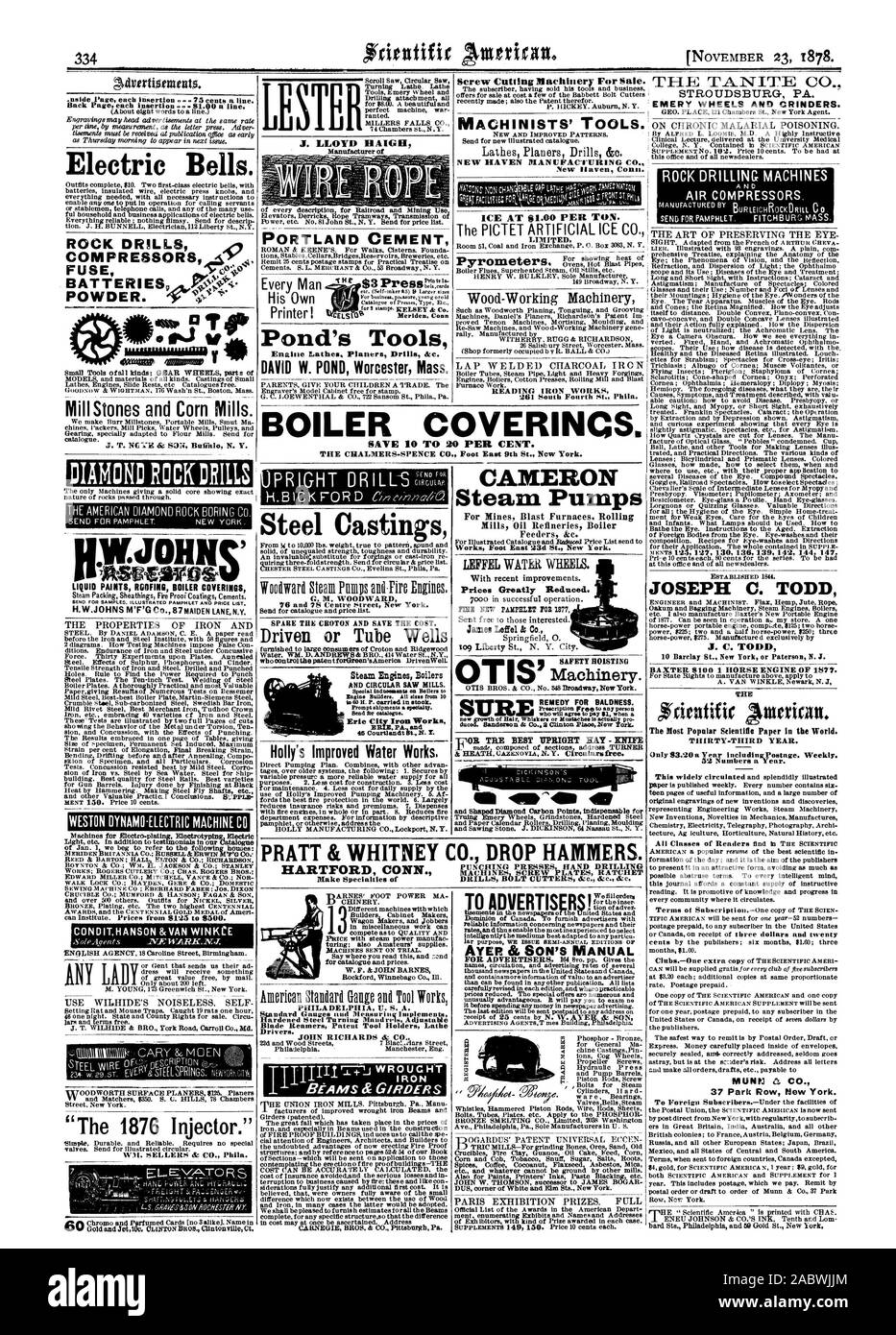 Elektrische Glocken. ROCK DRILLS KOMPRESSOREN SICHERUNG 04'Portland cement Teich Werkzeuge Motor Drehmaschinen Planern Bohrer dEe. Jeder Mensch seine eigene Drucker! $ 3 Drücken Sie Meriden Conn INC CELS ABHILFE BEI Haarausfall. & H SUR CAMERON Dampf Pumpen für die Neunen Hochöfen, Walzwerke Ölraffinerien Kessel Feeder & C. Werke Fuß Ost 23 d St. New York. Mit den neuen Verbesserungen. Die Preise stark reduziert. James Leffel lc Co. tog Liberty St. N.Y. Stadt. Dampfmaschinen und Kessel Motor Mulder eine elms ab 10 Prompt Sendungen eine Spezialität. Kessel COVERIN S. DER CHALMERS - SPENCE C Fuß Osten Otis St. Ncw York. Begrenzt., wissenschaftliche Stockfoto