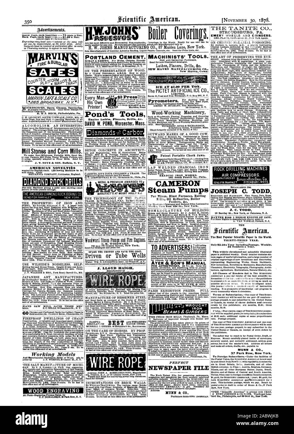 In diesem Amt und alle newsdealers. Holzstich W. JOHN' EMERY RÄDER UND CRINDERS's Pond Tools PORTLAND CEMENT CELS MEDAILLE & PRÄMIE GEWÄHRT T MANUFACT 'DAM MOUNT HOLLY N.J. 76 und 78 Centre Street New York. Turm der CROTON und sparen Kosten. Angetrieben oder Rohr Brunnen ZIMMERSAFES SKALEN. & J. BECK Philadelphia Pa Mühle Stonos und Getreidemühlen. J.T. NOYE & SOHN Buffal N.Y. AMERIKANISCHEN NEUHEITEN DIAMOND ROCK DRI 1 LS J. LLOYD HAIGH Hersteller von MASCHINISTEN' TOOLS. Lesen Iron Works 1261 South Fourth St. Phila. CAMERON Dampf Pumpen arbeitet Fuß Ost 23 d St. New York. AVER&SOHN MANUELLE BALKEN 1 Z Stockfoto