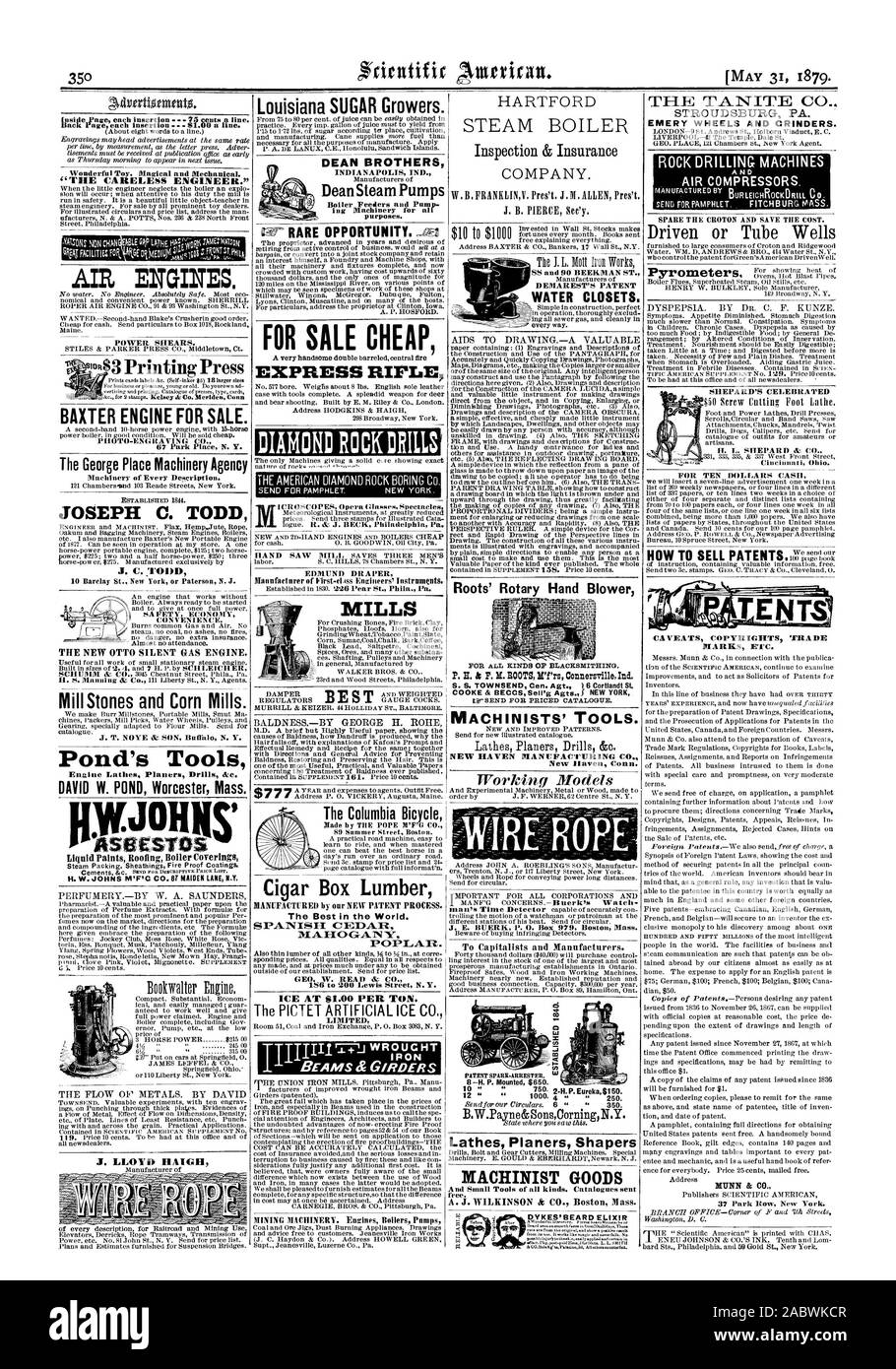 Die Columbia Fahrrad Madeby TIIE PAPST N'F' 0 CO.89 Hemmer Street Boston. Zigarrenkiste Bauholz hergestellt von unserer neuen PATENT PROZESS. Das Beste in der Welt. Spanisch CEEPA. R MA. 1-10 GrA.NY GEO. W. LESEN & CO.1 S 6 bis 200 Lewis Street NEW YORK BEGRENZT MÜHLEN BERGBAUMASCHINEN. Motoren Kessel Pumpen Louisiana ZUCKER Züchter. DEAN BRÜDER INDIANAPOLIS IND. Dean Dampf Pumpen Kessel Feeder und Pumpe ing Maschinen für alle Zwecke. Wunderbares Spielzeug. Magische und mechanisch. "TIRE SORGLOSE INGENIEUR." MOTOREN J.T. NOYE & SOHN Buffal N.Y.'s Pond Werkzeuge Motor Drehmaschinen Planern Bohrer & C. DAVID W. TEICH Worcester Masse Stockfoto