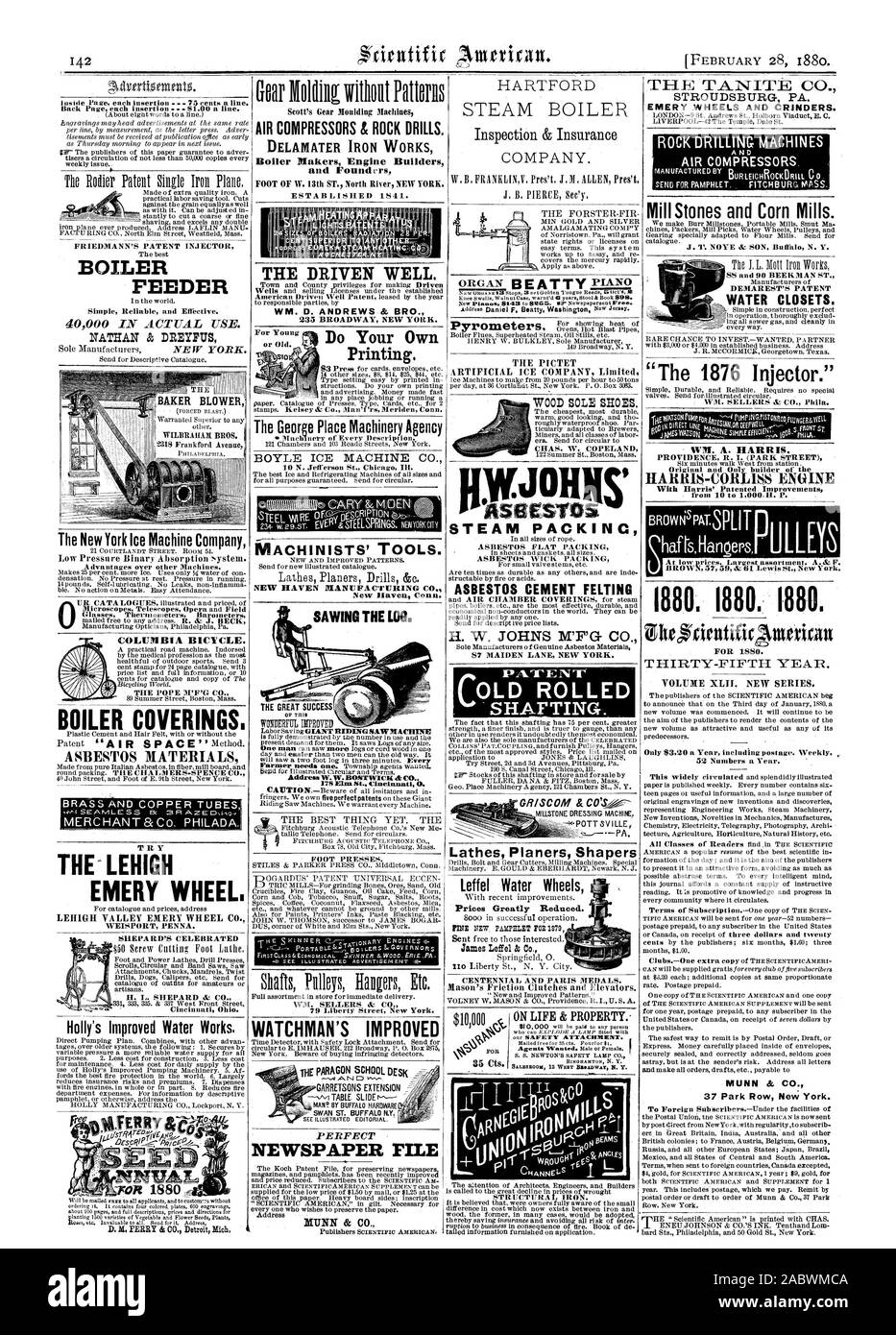 Die LEHIGH EMERY RAD. LEHIGH VALLEY EMERY WHEEL CO. WEISPORT PENNA. Shepards gefeiert KOMPRESSOREN & Rock Drills. DELAMATER IRON WORKS Kessel Entscheidungsträger Motorenbauer und Gründer Gegründet 18 4 1. Die angetriebene gut. WM. D. ANDREWS & BRO. 230 BROADWAY NEW IHR. Ihre eigenen Kessel Zuführung 40000 im realen Einsatz. Die New York Ice Machine Company COLUMBIA FAHRRAD. Kessel Beläge. Holly's Verbesserte Wasser funktioniert. WA 1880 MASCHINISTEN' TOOLS. New Haven Anschl. SÄGEN DER ANMELDEN. Adresse W. W. BOST WICK & CO.WÄCHTER DER VERBESSERTEN PERFEKTE ZEITUNG DATEI MUNN & Co Verlage Scientific American. 87 MAIDEN Stockfoto