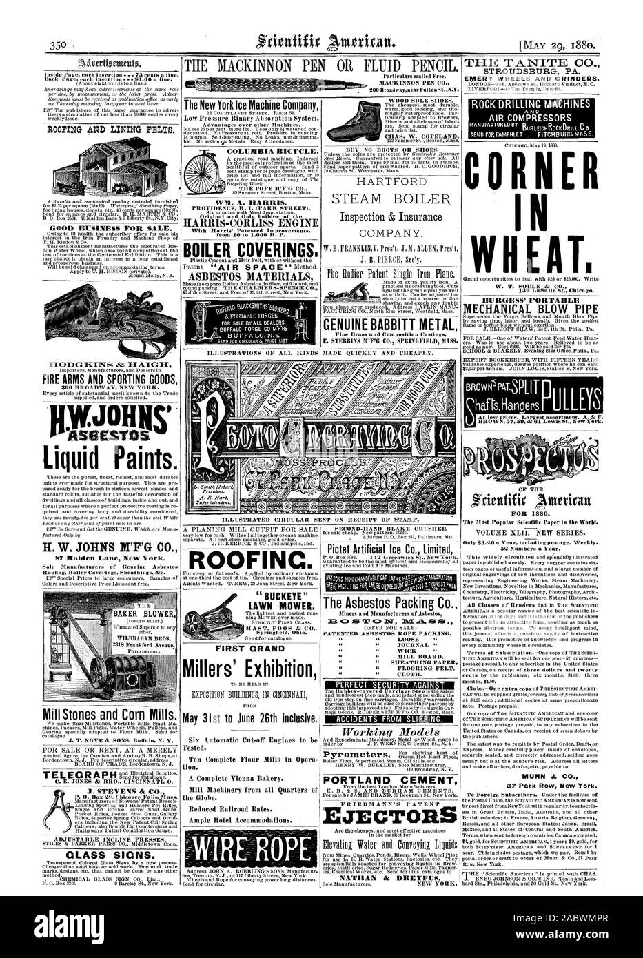 Verstellbarer Neigungswinkel pressen. Klasse Zeichen. Fernschreiber ROOFIN RASENMÄHER. Streng erster Klasse. Springfield Ohio. Erster GRAND von Mai 3i st zum 26. Juni inklusive. 6 Automatische Abschaltung zu prüfenden Motoren. Zehn komplette Mühlen in Opera tion eine komplette Wien Bäckerei. Mühle Maschinen aus allen Vierteln der Kugel. Reduzierte Railroad Preise. Ausreichend Hotel Unterkünfte. Kaufen Sie keine Stiefel oder Schuhe ORIGINAL BABBITT aus feinem Messing und Zusammensetzung Castings E. STEBBINS NASS CO. SPRINGFIELD BASS. Die New York Ice Machine Company COLUMBIA FAHRRAD. Der Papst M'F'G CO Angaben kostenlos verschickt. MACKINNON PEN CO Stockfoto