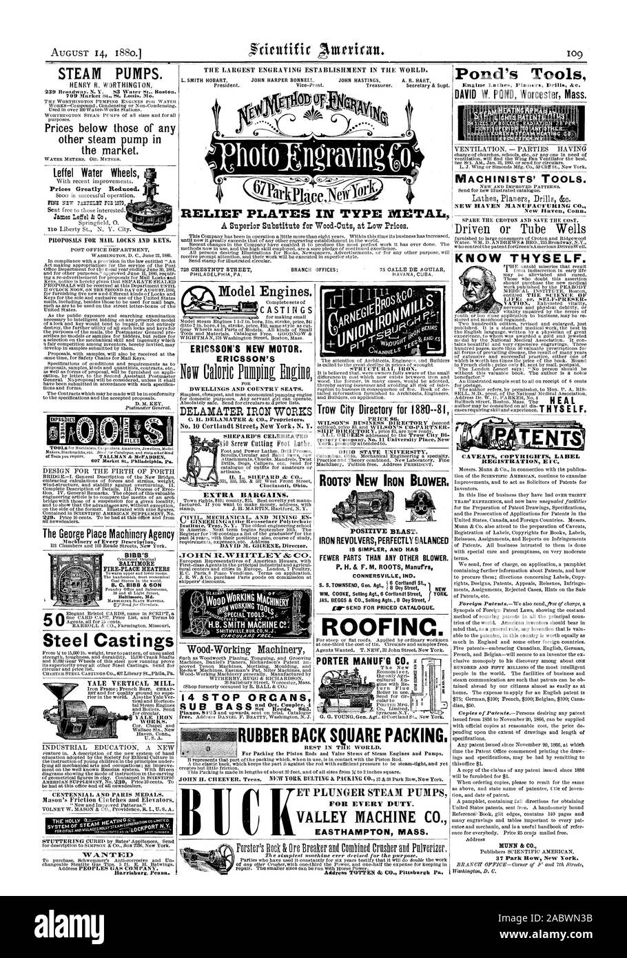 OHIO STATE UNIVERSITY WURZELN! Neue BÜGELEISEN GEBLÄSE POSITIVE BLAST. Bügeleisen Revolver perfekt ausbalanciert IST EINFACHER UND HAT WENIGER TEILE ALS ALLE ANDEREN GEBLÄSE. S. H.&F. M. WURZELN Mailers S. TOWNSEND Gen. Agt. Neue WM. COOKE Verkauf von AO. 6 Cortlandt Street YORK. ROOFIN des BIBB KAMIN HEIZUNGEN B.C. LÄTZCHEN & SOHN Baltimore MD. M 8.1i 1. Lamellen MANTELS. EXTRA ANGEBOTE. ERICSSON'S NEUEN MOTOR. ERICSSON'S WOHNUNGEN UND LAND SITZEN. DELAMATER IRON WORKS ARBEITEN M SMITHVILLEBUR.CO.N.J. Die quadratische Dichtung GUMMI ZURÜCK. Am besten IN T E WELT. ET KOLBEN DAMPF PUMPEN FÜR JEDE PFLICHT. Tal MACHINE CO. EASTHAMPTON MASSE Stockfoto