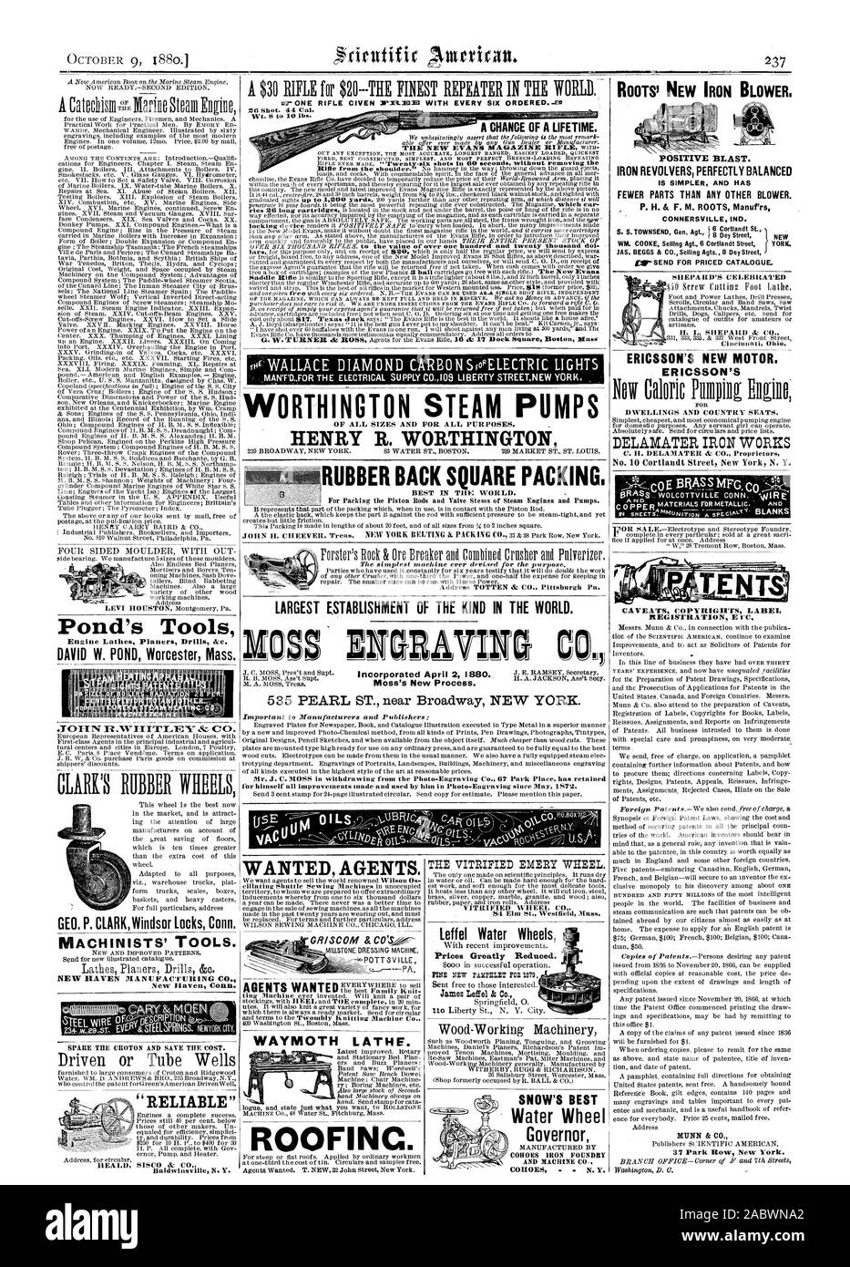 POSITIVE BLAST. Bügeleisen Revolver perfekt ausgewogenen CONNERSVILLE IND. Neue SHEPARDS GEFEIERT H. L. SHEPARD & Co. ERICSSON'S NEUEN MOTOR. ERICSSON'S WOHNUNGEN UND LAND SITZEN. DELAMATER IRON WORKS C II. DELAMATER & Co Inhaber MF "c. WOLcoTTviLLE CONN 'Herr' Zeile 28 Tremont Boston Mass. VORBEHALTE URHEBERRECHTE LABEL REGISTRIERUNG E NUNN & CO 37 Park Row New York. Maschinisten' TOOLS. New Haven Anschl. Ersparen Sie dem CROTON und sparen Kosten. 'Zuverlässig' Baldwinsville N.Y. EINE ÄNDERUNG DES LEBENS. Adresse TOTTEN & Co. Pittsburgh PA. GRÖSSTE EINRICHTUNG DIESER ART IN DER WELT. Aufgenommen am 2. April 1880 Stockfoto
