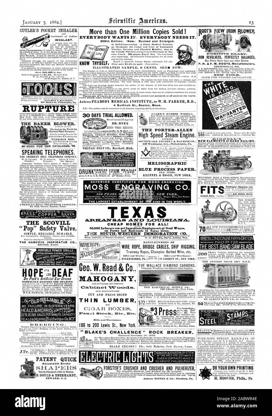 E. GOULD & EBERHARDT NEWARK NEW JERSEY PATENT SCHNELL SHAPER verstellbarer Anschlag CUTLERS POCKET INHALATOR INHALANT. Über 300000 im Einsatz. Bruch Holzkohle Hochöfen. WILBRAHAM BROS Telefone sprechen. AMERICAN Bell Telephone Company 95 Milk Street Boston Mass die SCOVILL 'Pop' Sicherheitsventil einfach. Zuverlässig langlebig Der HANCOCK INSPIRATOR CO BOSTON MASS. Hoffnung: EDEAF PERFEKT WIEDERHERSTELLEN DER ANHÖRUNG mehr als eine Million verkaufte Exemplare ICH WILL JEDER". Jeder braucht es. 258Th Edition. (Neu) überarbeitet und erweitert. auf Männlichkeit; die Ursache und die Heilung der Erschöpft Vitalität nervös und körperlicher Schwäche Stockfoto