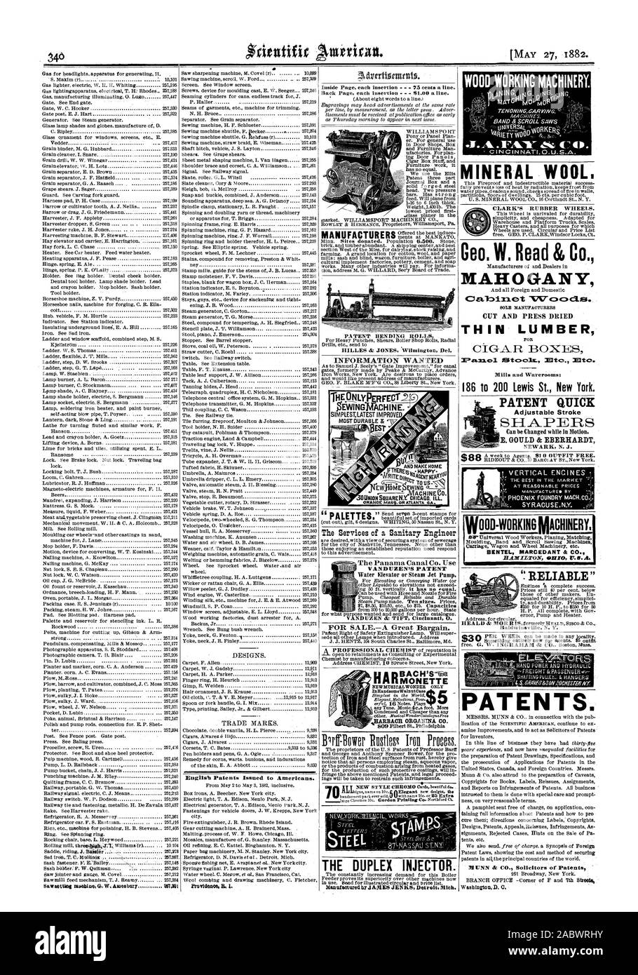 PATENT Biegen nicht. i.s. HILLES&Jones Wilmington, Del. Informationen wollten die Dienste eines Sanitärtechniker den Panama Kanal Co. Verwenden Sie VANDUZEN PATENT MINERALWOLLE. Geo. W. Lesen & Co. MAHAGONI BOLE HERSTELLER SCHNEIDEN UND DRÜCKEN SIE GETROCKNETE THIN BAUHOLZ FÜR ZIGARRENKISTEN Eitc&gt; Aix. mta. 186 bis 200 Lewis St. New York. PATENT SCHNELL verstellbarer Anschlag Shaper können während der Fahrt geändert werden. E. GOULD & EBERHARDT NEWARK NEW JERSEY VERTIKALEN MOTOREN PHOENIX GIESSEREI PAN. 00 + SYRAGUSEN. Y. BENTEL MARCEDANT Ji CO. HAMILTON OHI 77,5 ein. Patente. NUNN & Co Solicitors von Patenten Washington D.O. MARKEN. Englisch Stockfoto