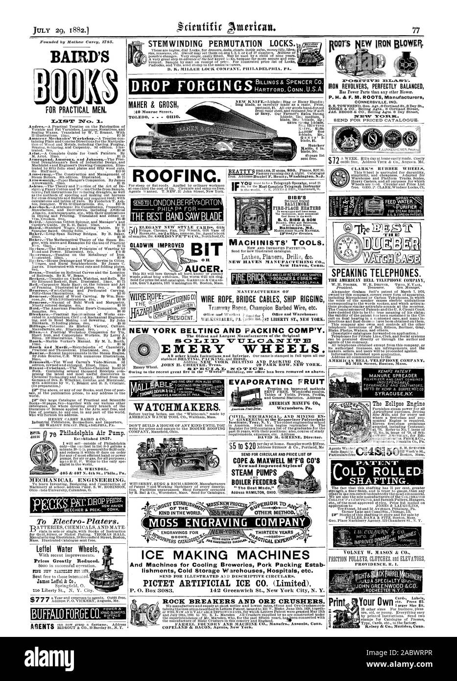 BAIRD'S für praktische Männer. Stammzellen WICKLUNG PERMUTATION SCHLÖSSER. MAHER & GROSH DACHBAHNEN. AUCER. Der BIB-B KAMIN HEIZUNGEN B.C. BIBB & SOHN Baltimore. d. Maschinisten' TOOLS. NEW HAVEN MA NU FACTUlt ING New Haven Anschl. Straßenbahn Seile Meister Stacheldraht etc. NEW YORK BELTINC UND PACKINC KOMP' Y. 001 (10 i1 EM ERY RÄDER. Die älteste und größte Hersteller der Original BÜGELEISEN REVOLVER perfekt ausgewogenen tAr LUFTREINIGER sprechende Telefone. Die American Bell Telephone Company 95 Milk Street Boston Mass DUNGSTREUER der Eclipse Motor LOLD GEROLLT' SHAFTING. YOLNEY W. Mason hi CO VORSEHUNG. I.405 Stockfoto