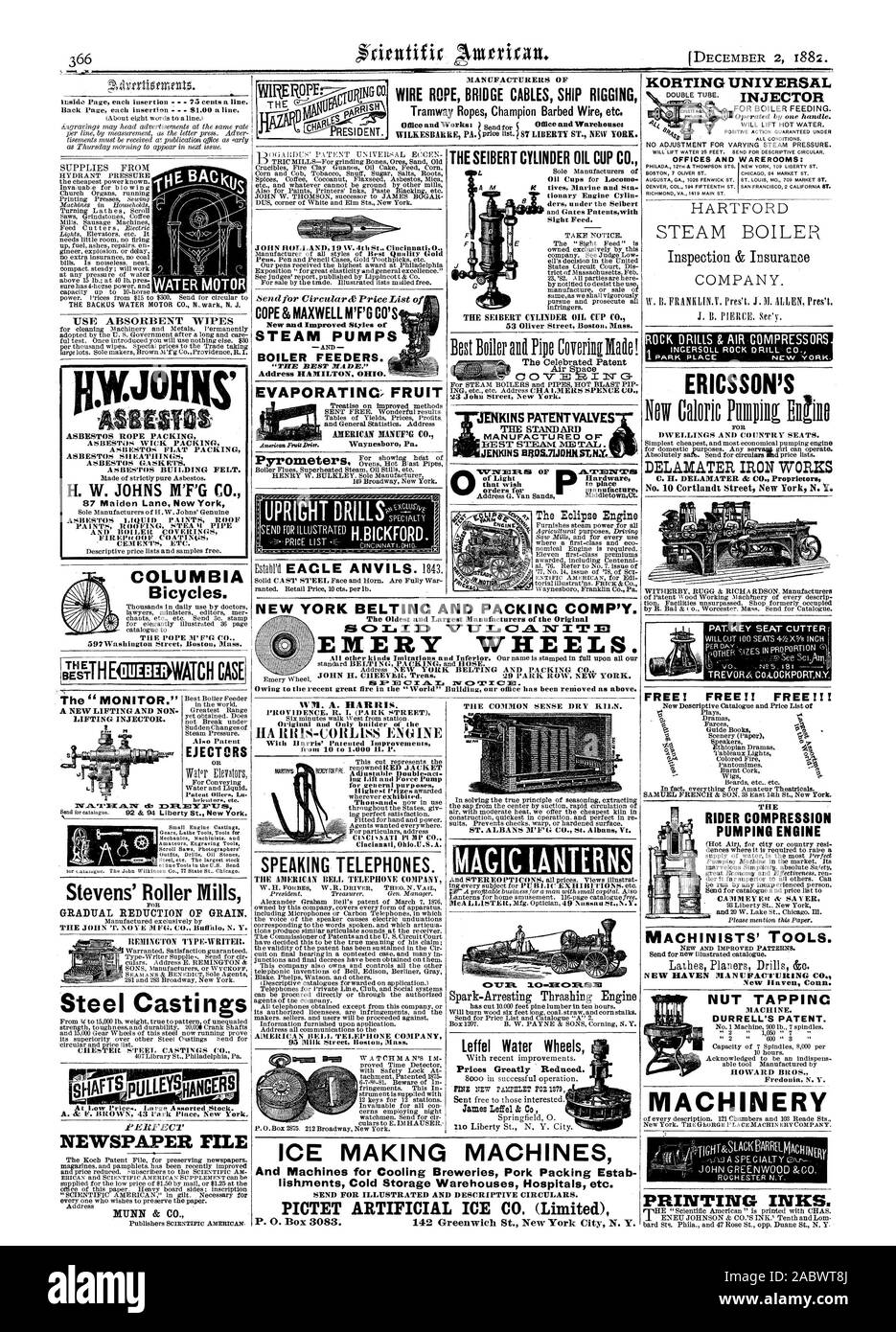 Hersteller von WIRE ROPE BRIDGE KABEL SCHIFF RIGGING COLUMBIA Fahrräder. Der Papst F'G CO 597 Washington Street Boston, Mass., um den Soundum die besten Fall ber die "Monitor anschauen." Steel Castings JOHN HOLLAND 1 9 W. 4th St. Cincinnati 0. Dampf PUMPEN KESSEL Feeder. - Adresse HAMILTON. OHIO. Verdunsten: FRUCHT AUFRECHT DRILLSsp" Eicciput4 H. BICKFORD. Die SEIBERT ZYLINDER ÖL SCHALE CO- Marine- und Sta Anblick. Die SEIBERT ZYLINDER ÖL SCHALE CO NATDir FL Si. eirrmrirwes Licht zu setzen, um die GESUNDEN MENSCHENVERSTAND CHEMISCHE OFEN herstellen. Magische Laternen leffel Wasserräder Preise stark reduziert. KORTING UNIVERSAL Stockfoto
