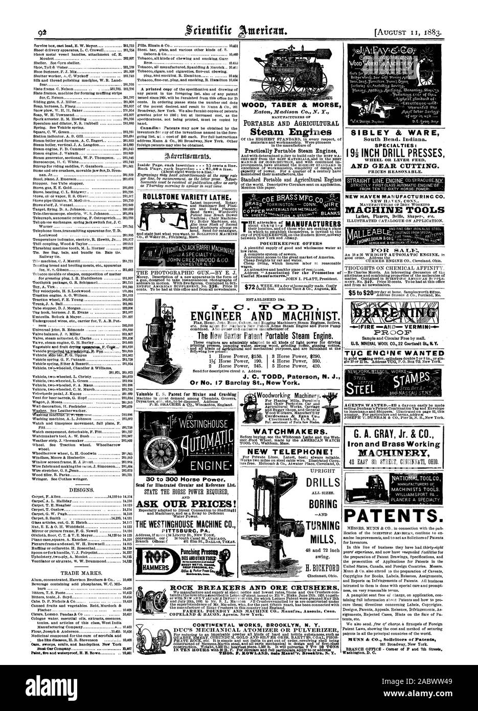 Eaton Madison Co.N.Y. TRAGBARE UND LANDWIRTSCHAFTLICHEN Dampfmaschinen Uhrmacher. Neues Telefon! ROLLSTONE VIELZAHL DREHMASCHINE. SIBLEY & WARE South Bend. Indiana. Spezialitäten: I9i-Bohrer Pressen und VERZAHNEN. NEW HAVEN NIANUFACTURINC CO WERKZEUGMASCHINEN Drehmaschinen Planern Bohrer Shaper usw. FC) R S A.147. Gedanken über chemische Affinität. NBAND. . PROOF-TEEL Eisen und Messing Arbeitsmaschinen PATENTE. Oese. . . Ingenieur und Maschinist. Die neue Baxter Patent Portable Dampfmaschine. Oder Nr. 17 Barclay St. New York. Aufrechte Bohrer bohren DREHEN MÜHLEN 48- und 72-schwingen. Ii. BICKFORD ROCK BREAKERS UND ERZ Stockfoto
