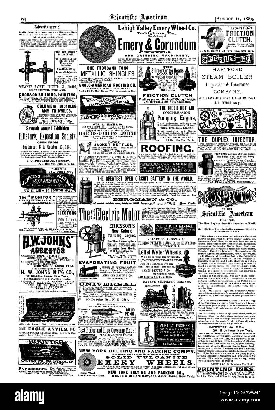 Die besten Einspritzdüse in der Welt. est und die meisten Einspritzdüse. Auch anheben. Intomaticlnjector repräsentieren die Co MANCHESTER ENGLAND. Saatkrähen auf BUILDINGPAINTING COLUMBIA Fahrräder und Dreiräder. Die l'OPE M'F'G CO 7. jährliche Ausstellung von EV: kV: 5,55 litRAN Kessel der Schächte Heißdampf 0 Kassen etc. Henry W. BULKLEY. Einziger Hersteller 149 Broadway New York. Geöffnet von Asbest Asbest WICK SEIL VERPACKUNG VERPACKUNG ASBEST) FLACHE VERPACKUNG UMMANTELUNGEN ASBEST ASBEST ASBEST DICHTUNGEN GEBÄUDE fühlte. H. W. JOHNS M'F'G C 87 Maiden Lane New York FARBEN ROOFING STEAIfl Rohr- UND KESSEL BELÄGE FEUERFESTE Stockfoto