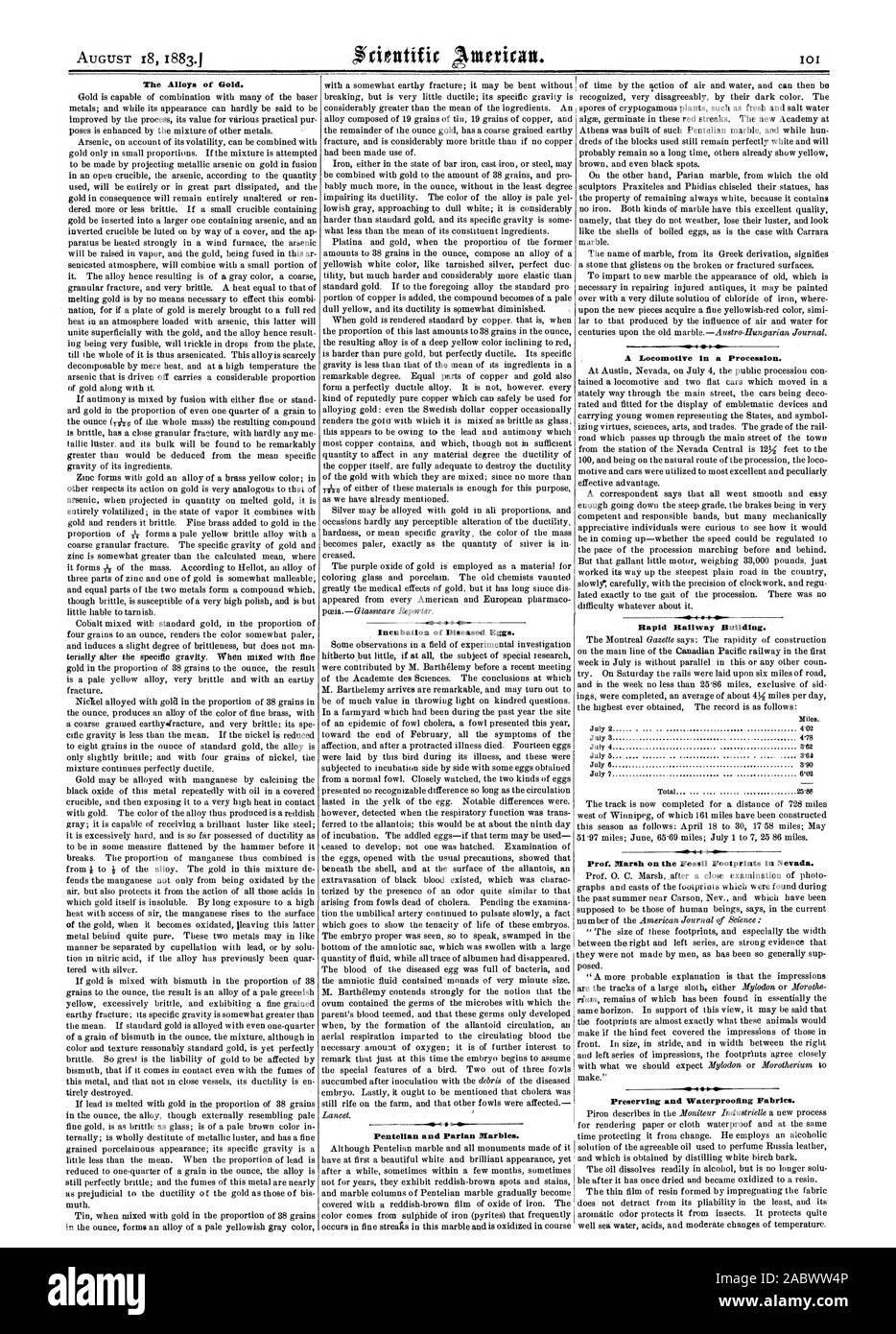 18. AUGUST 1883.1 Die Legierungen von Gold. Inkubation von Erkrankten Eier. Pentelian und Parlan marmoriert. Eine Lokomotive in einer Prozession. Schnelle Bahnhofsgebäude. Prof. Marsh auf dem fossilen Abdrücke in Nevada. Erhaltung und Abdichtung Stoffen., Scientific American, 1883-08-18 Stockfoto 18. AUGUST 1883.1 Die Legierungen von Gold. Inkubation von Erkrankten Eier. Pentelian und Parlan marmoriert. Eine Lokomotive in einer Prozession. Schnelle Bahnhofsgebäude. Prof. Marsh auf dem fossilen Abdrücke in Nevada. Erhaltung und Abdichtung Stoffen., Scientific American, 1883-08-18 Stockfoto
