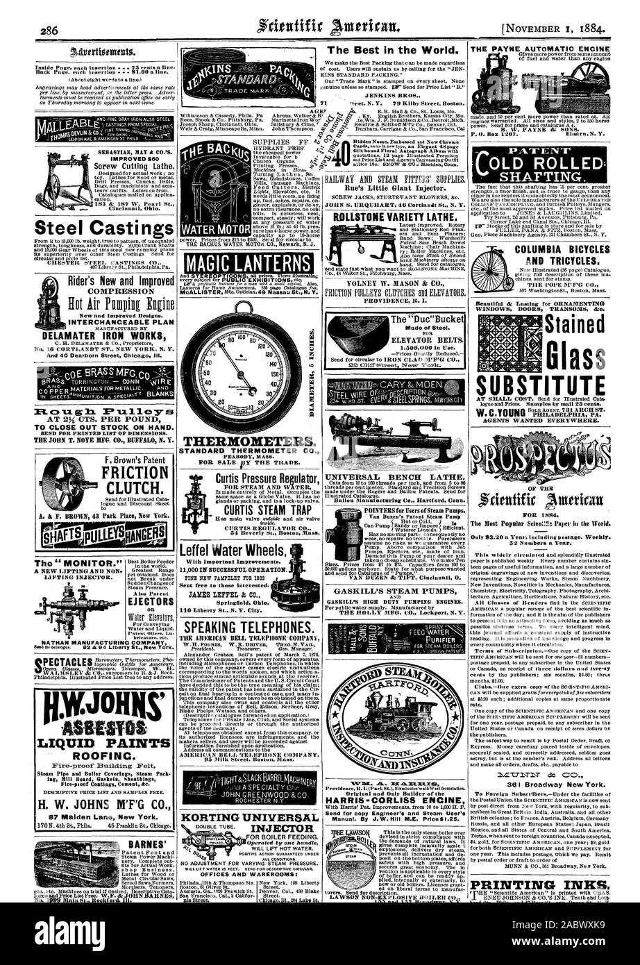 Das Beste in der Welt. Der Payne automatische ENCINE SEBASTIAN MATTE&CO. Schraube Schneiden Drehbank. Cincinnati, Ohio. Stahlguss DELAMATER IRON WORKS und 40 48th Street Chicag Illinois cs auf 24 CTS. Pro PFUND ZU SCHLIESSEN, AUF DER HAND. Die JOHN T. HINWEIS MEG. Co.BUFFAL N.Y. RUTSCHKUPPLUNG. A&F BRAUN 43 Park Place New York. Auswerfer NATHAN MANUFACTURINC FIRMA IINJOHN MEMOS FLÜSSIGLACKE ROOFINC. Feuerfeste Gebäude Pelt Dampfrohr und Kessel Beläge Dampf Pack ing Mühle Board Dichtungen Ummantelungen 87 Malden Lane New York. BARNES' MAGIC IC LATERNEN THERMOMETER. STANDARD THERMOMETER CO Stockfoto