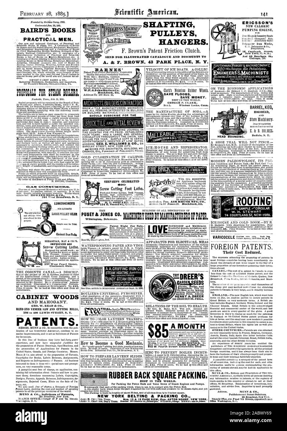 Kabinett Woods und Mahagoni. Verbesserte $ 60 Schraube Schneiden Drehbank. 187 West Pearl Street Cincinnati Ohio. SHAFTING RIEMENSCHEIBEN Kleiderbügel. Senden FÜR ILLUSTRIERTE KATALOG UND RABATTE T A.&F. BRAUN 43 PARK PLACE N.Y. Schraube Schneiden Fuß Drehmaschine H. L. SHEPARD Agent SOLLTE FÜR DEN SPEICHERN ETAGEN abonnieren. Sparen Sie bares Geld. GEORGE S. CLARK IV "EIS-HO und Kühlschrank. die Händler. . Methoden. Befehl wette Barnes' W.F. & JohnHarnes Co. R r ockfod Kan Wie man ein guter Mechaniker GUMMI ZURÜCK quadratische Dichtung. Am BESTEN IN DER WELT. NEW YORK BELTINC & PACKING CO. Patentrecht zum Verkauf. Vorrichtung zur elektrischen MBAS HENRY EINEN Stockfoto