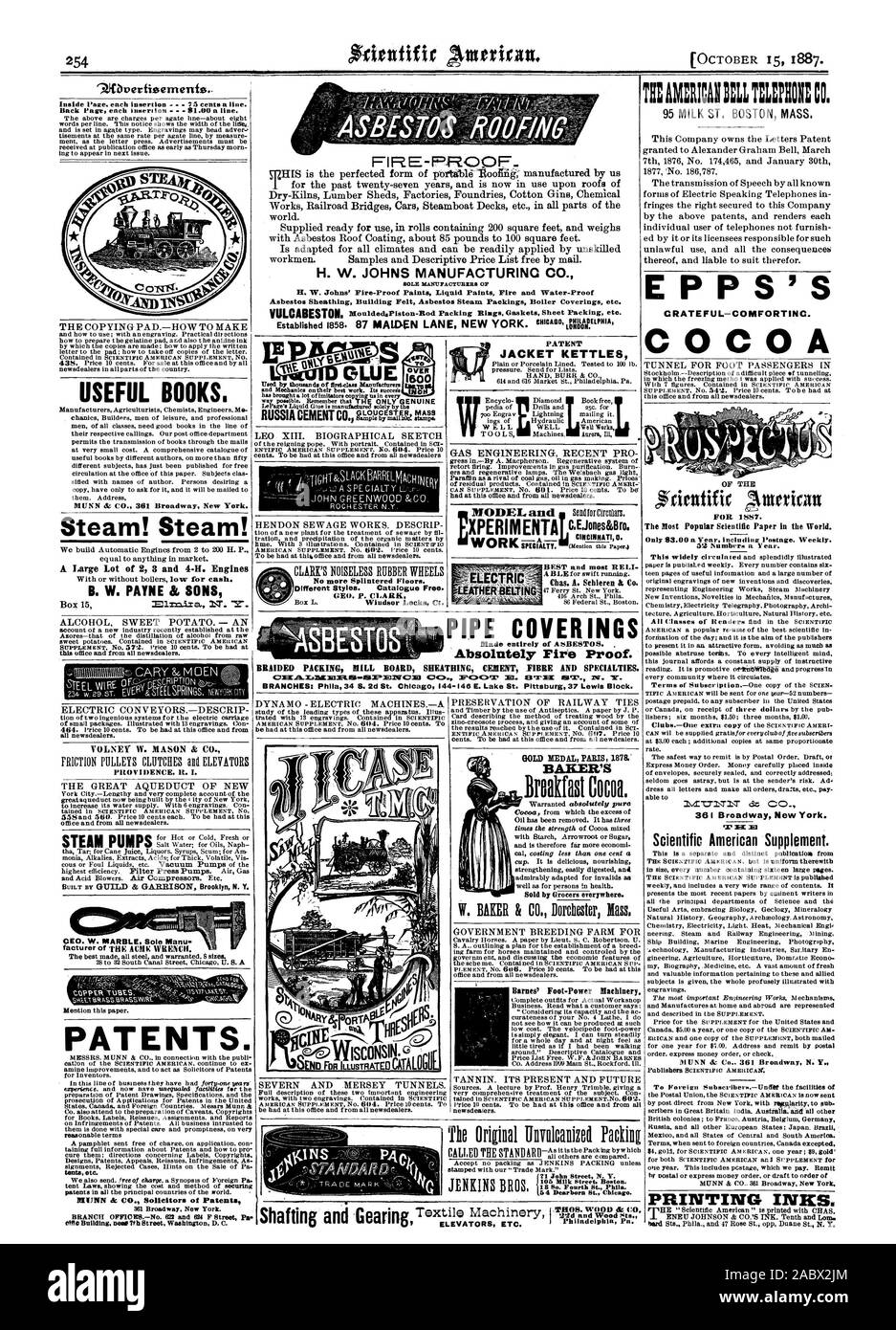 Nützliche Bücher. MUNN & Co 361 Broadway New York. Dampf! Dampf! Wir bauen Automatische Motoren von 2 bis 20) H. S. B. W. PAYNE & Söhne dieses Amt und von allen newsdealers. PRO V IDENCE. Es. I. Büro und aus allen newsdealers. Dampf pumpen Hersteller der ACHE SCHRAUBENSCHLÜSSEL. Fl R E - F'FbOOF H. W. JOHNS MANUFAOTURINO CO. Asbest Ummantelung Gebäude fühlte Asbest Dampf Kessel Paokings Bodenbeläge etc. RUSSLAND CEMENT CO. PATENT JACKE WASSERKOCHER FIRMA XPERIMENTA ARBEIT C. E. Jones & Bro. CINCINNATI 0. Spezialität. Beste und RE LI nicht mehr zersplittert. Verschiedene Stile. Katalog kostenlos. Die Abdeckungen ganz aus Stockfoto