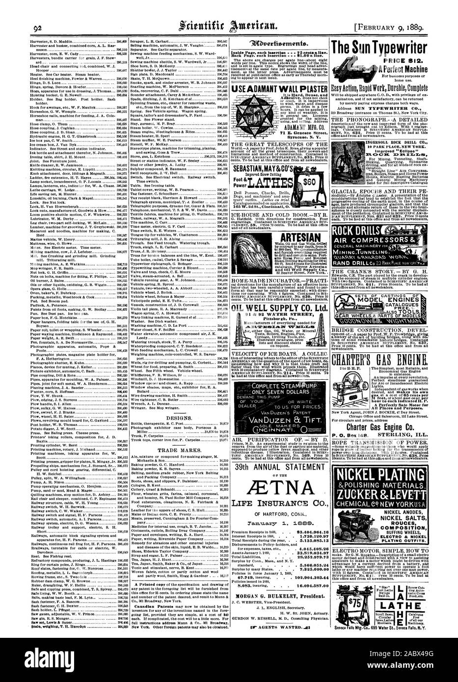 SEBASTIAN kann MORGAN G. BULKELEY Präsident. Die Sonne Schreibmaschine Preis 812. Eine perfekte Maschine einfach Aktin RapidWork Cottle Komplette 9. ifbverfisemenfs. Inside Seite jedem Einfügen - 75 Cent alias Zurück Seite. jedem Einfügen 51.00 eine Linie. Verwenden Sie UNVERRÜCKBAR WANDPUTZ Ist es Hart, dicht und unverrückbar NB. Co.71 E.Genesee Street Syracuse N.Y. ÖL GUT SUPPLY CO. LTD., 91 & 92 WA' rER STREET Pittsburgh PA? ÄTNA LEBENSVERSICHERUNG CO ARTESISCHEN und Öl gut Supply Co. INGERSOLL GESTEINSBOHRHAMMER CO. Verbesserte 'Eclipse' ROCK DRILLS KOMPRESSOREN & MININGTUNNELING. rst MODELL MOTOREN KATALOGE FR EE. Von CHARTA GASMOTOR Stockfoto