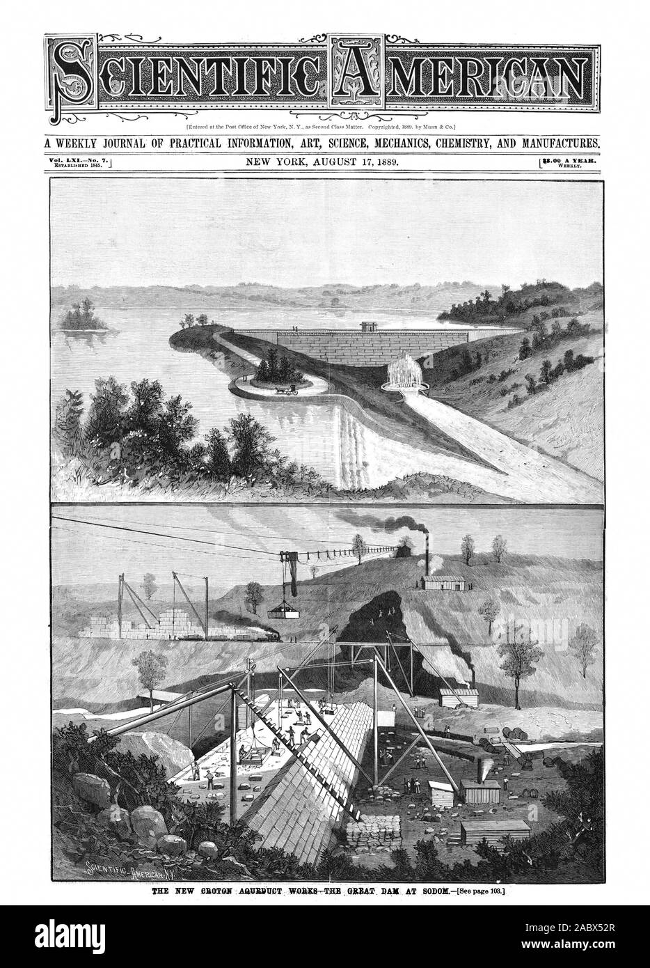 Eine wöchentliche JOITRNAL PRAKTISCHE INFORMATIONEN KUNST WISSENSCHAFT MECHANIK CHEMIE UND PRODUZIERT. Wöchentliche., Scientific American, 1889-08-17 Stockfoto