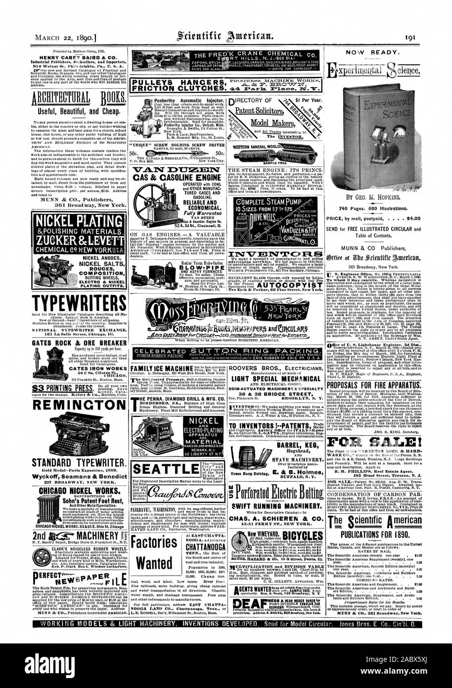 Schreibmaschinen HENRY CAREY BAIRD & Co. Industrielle Verleger Buchhändler und Importeure nützlich, Schön und billig. Vernickelt & Polieren Materialien. ZUCKER & LEVETT CHEMISCHE Cc? Neue YORKU.S.A: NICKELANODEN NICKELSALZE ZUSAMMENSETZUNG PLATINC OUTFITS. GATES ROCK & ERZ LEISTUNGSSCHALTER TORE IRON WORKS REM ICH NCTON STANDARD Schreibmaschine. Gold Medal-Paris Ausstellung 1889. Wyckoff Seamans & Benedikt 327 BROADWAY NEW YORK. CHICAGO NICKEL arbeitet. Sohn des Patents Fußstütze und andere MetalSpecialties. 2. MASCHINEN neuer Schlag-PIPE Penberthy Automatische Einspritzdüse. 'Einzigartige' SCHRAUBE SCHRAUBE TREIBER "VAN MIT TZEN CAS & CASO Stockfoto