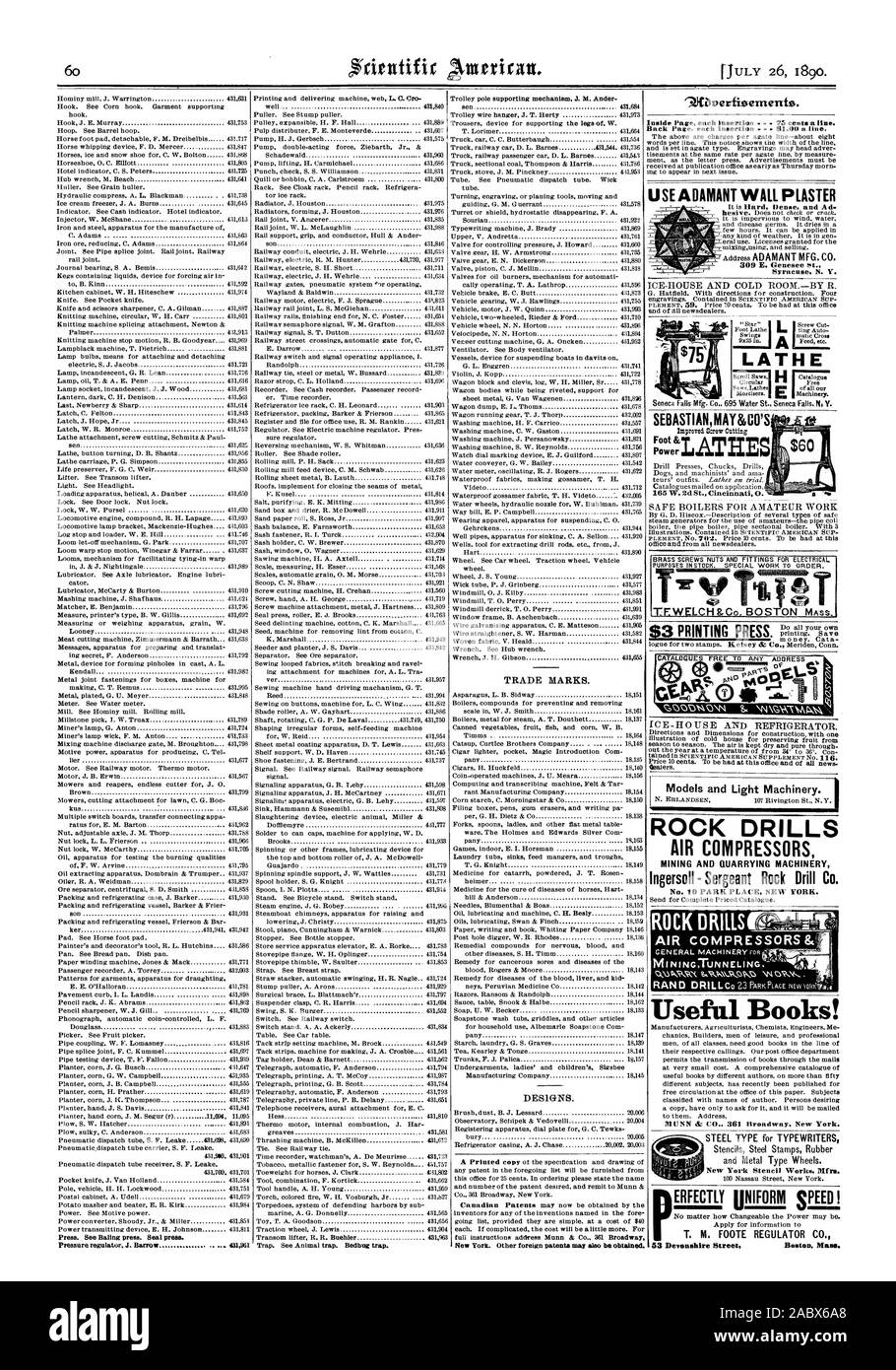 Drücken Sie die Eingabetaste. Siehe Kanalballenpresse. Die Dichtung drücken. Druckregler J. Barrow 431961 MARKEN. DESIGNS. New York. Andere ausländische Patente kann auch bezogen werden. 9 Jibverfisentertfo. Inside Seite jedem Einfügen 75 Cent pro Zeile. Syracuse N.Y., Eis und kalten Zimmer. - VON R. SEBASTIANMAY&CO Fg 2 LATIIES einen sicheren KESSEL FÜR LAIENHAFTE ARBEIT IC E-HO und Kühlschrank. Modelle und leichten Maschinen. ROCK DRILLS KOMPRESSOREN Bergbau und Gewinnung von Steinen und Erden Maschinenbau Ingersoll - Sergeant Rock Drill Co Nr. 10 PARK PLACE NEW YORK. seful Bücher! Stahl Typ für schreibmaschinen Schablonen Stahlstempel Gummi und Metall Typ Räder Stockfoto
