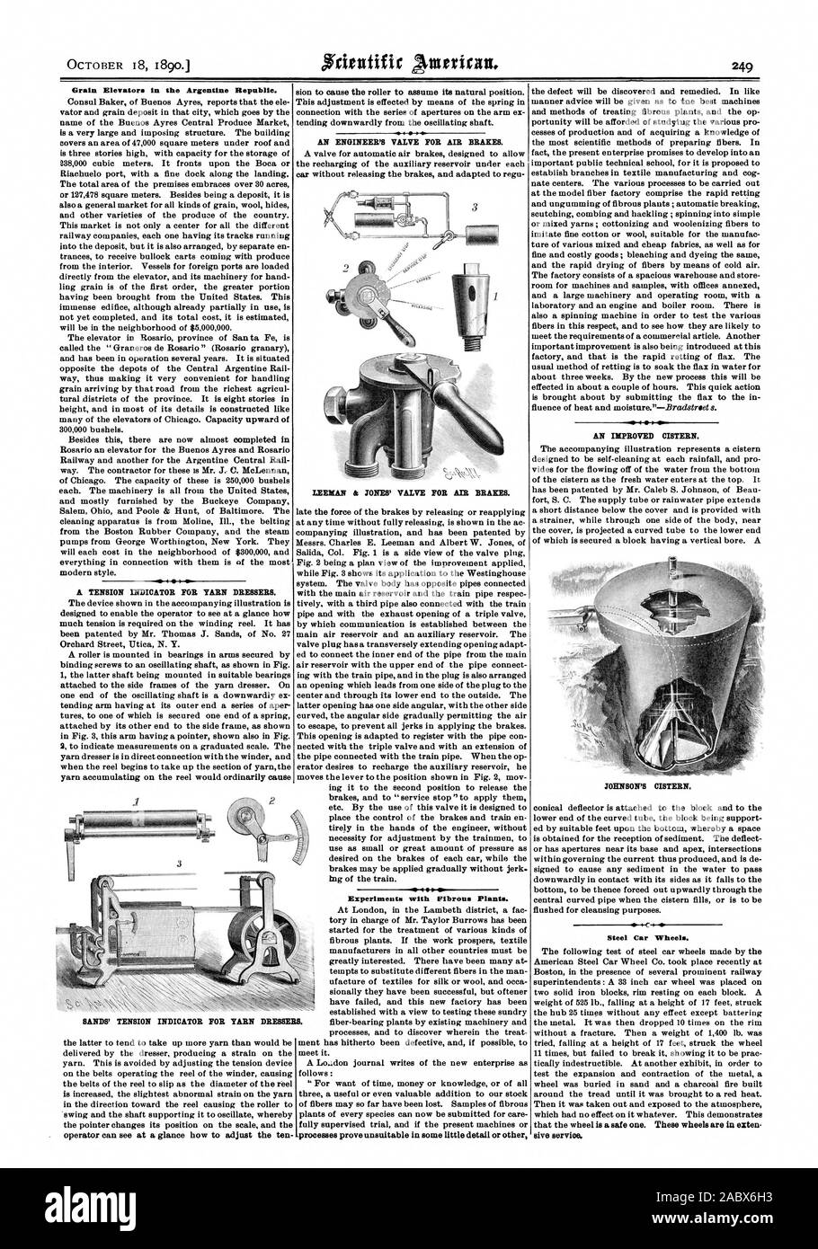 Getreidesilos in der Argentinischen Republik. Konsul Bäcker von Buenos Aires berichtet, dass die Ele vator und Getreide Kaution in der Stadt unter dem Namen Buenos Ayres Zentrale produzieren Markt ist eine sehr große und imposante Bauwerk. Das Gebäude umfasst eine Fläche von 47000 Quadratmetern unter Dach und ist drei Stockwerke hoch, mit einer Kapazität für die Lagerung von 238000 Kubikmetern. Es Fronten nach Boca oder Riachuelo Port mit einem feinen Dock entlang der Landung. Die Gesamtfläche der Räumlichkeiten umfasst über 30 Hektar oder 127478 Quadratmetern. Abgesehen davon, dass eine Anzahlung sie ist zusätzlich eine allgemeine Markt für alle Arten Stockfoto