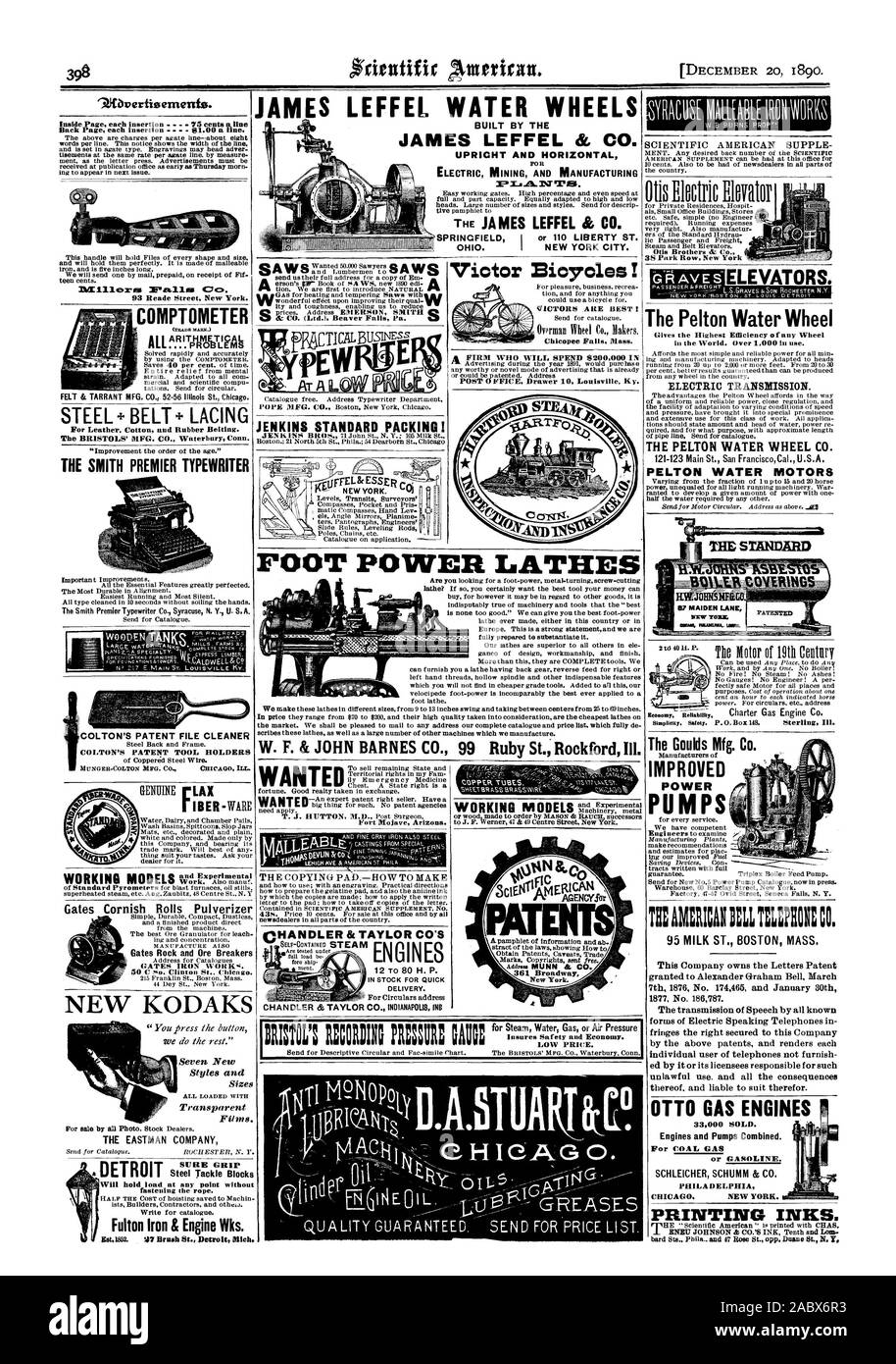 COMPTOMETER FILZ & TARRANT MFG. Co.52-56 Illinois St. Chicago. Stahl + GÜRTEL + SCHNÜRUNG DER SMITH PREMIER der Schreibmaschine Smith Premier Schreibmaschine Co Syracuse N.Y., US A. COLTONS PATENT DATEI SAUBERER COLTONS PATENT WERKZEUGHALTER Tore Cornish Brötchen Pulverisierer Tore Gestein und Erz Leistungsschalter TORE EISEN VVOIllis 50C so. Clinton St Chicago. Neue kodaks sieben neuen Stilen und Größen transparenten Folien. Die EASTMAN COMPANY zur Befestigung des Seils. Fulton Bügeleisen & Motor Wks Otis Brothers & Co 38 Park Row New York Aufzüge. Gräber die Pelton Wasserrad ELEKTRISCHE ÜBERTRAGUNG. Die PELTON WATER WHEEL CO. 121-123 Stockfoto