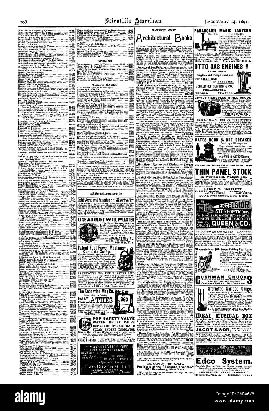 Magische LATERNE PARABOLON rchitectural Bücher S ion 3.00 Die Grundsätze der Lüftung und Heizung hat Wasser Heizung und die Montage oder Erwärmung y Blockhütten; Wie man Bauen und Einrichten. Herausgeber des "Scientific American" 361 Broadway New York. pr OATES IRON WORKS 50 C... Clinton St. Chicag USHMAN CHUCKS Cushman Chuck Co Hartford Anschl. von Starrett Oberfläche messen. IDEAL MUSICAL BOX ist die neueste Erfindung in Schweizer Spieldosen für den Salon. Eine beliebige Anzahl von Melodien en n ob JACOT werden & Sohn 9 TAU YORK Edco System. 9.0Verfieerriente. Zurück Seite. jedem Einfügen - 61,0 eine Linie. Otis Hart, dicht und Ad309 Stockfoto