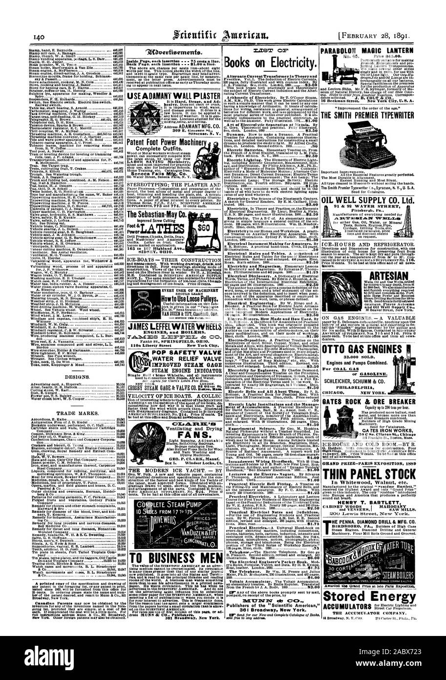 Liberty Street New York City. - Dampfmaschine INDIOATOR GESCHWINDIGKEIT DES ICE BOOTE. Ein COLLEC. Öl gut SUPPLY CO. LTD., Pittsburgh PA ARTESISCHEN AUF GASMOTOREN - eine wertvolle OTTO GASMOTOREN 33000 verkauft. Motoren und Pumpen kombiniert. SCHLEICHER SCHUMM & Co. PHILADELPHIA CHICAG NEW YORK. GATES ROCK & ERZ BREAKER 50 C... Clinton St. Chicag ICE-HOUSE UND kalten Zimmer. - VON R. THIN PANEL lieferbar in Eiche Nussbaum etc. Henry T. BARTLETT KABINETT WOODS ICH Mahagoni und FURNIERE SÄGEMÜHLEN. VON OX gespeicherte Energie der Druckspeicher, Scientific American, 1891-02-28 Stockfoto