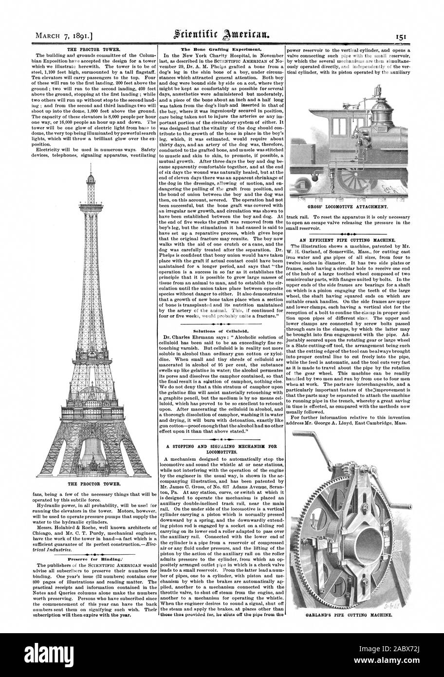 Die AUFSICHTSPERSON TOWER. Die AUFSICHTSPERSON TOWER. Bewahren für die Bindung. Die Knochentransplantation Experiment. Lösungen von Zelluloid. Ein ANHALTEN UND SIGNALISIERUNG MECHANISMUS FÜR Lokomotiven. GROSS' LOK Befestigung. Eine effiziente Leitung der SCHNEIDEMASCHINE. GARLAND'S PIPE SCHNEIDEMASCHINE. c12 ii 1 -; ich "ge 1.: 4:: Rei:: 0 19:; $ 24 Ta:: F2 10:: CA ylrig; "AVM Alis 3880; eEi Qae 0: kn 05. II.-17 mrravz 440 & 61A 1 83 E 30 1%% 13830 083 C 1 8 PgriPME: Matt ZHU 101: 0 Erz. o ticech iar.4010: gh Va-vta Tr." ttwal ein w!A.% Q.. u." 4% 1 eine bnitotit, Scientific American, 1891-03-07 Stockfoto