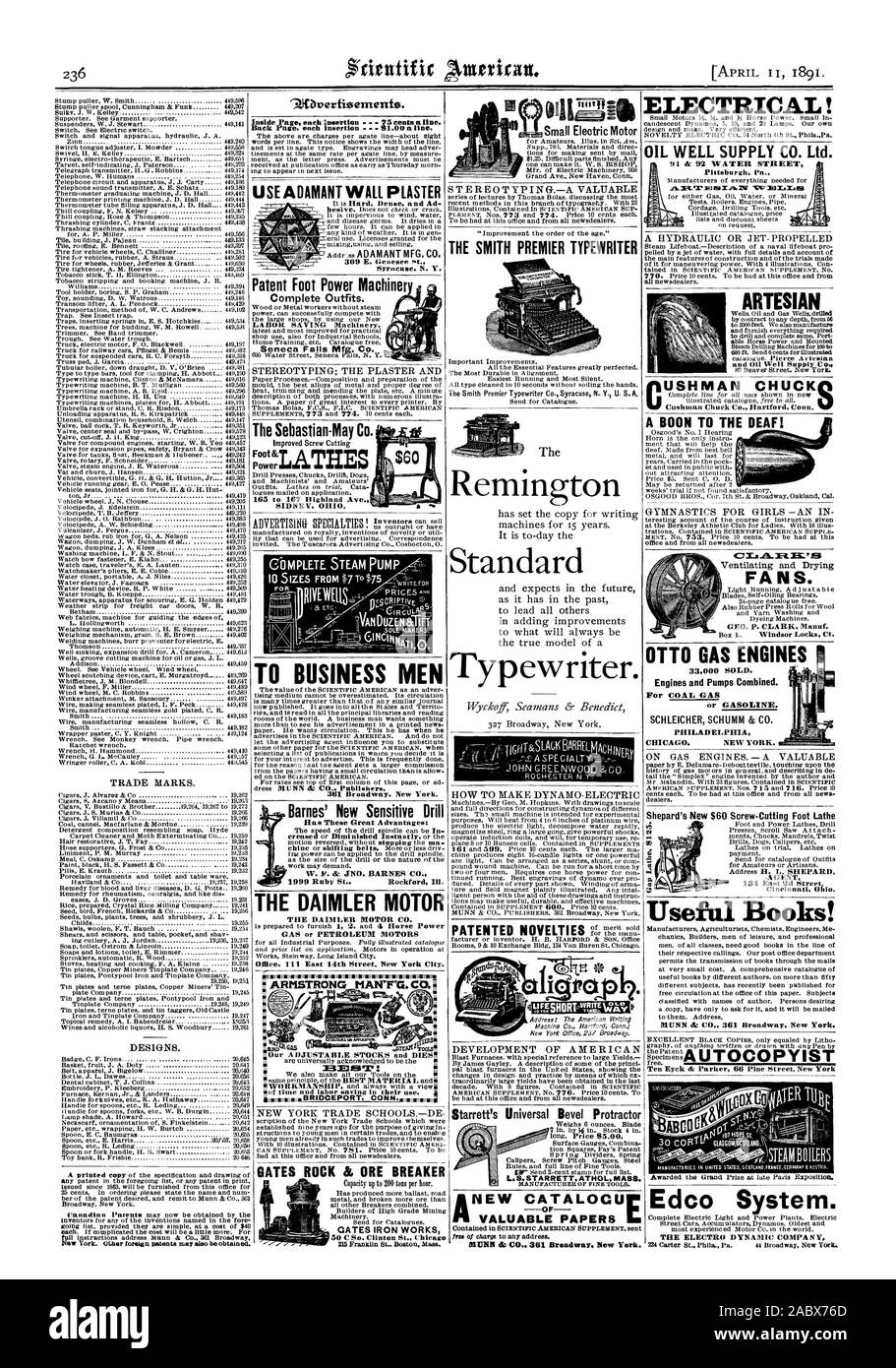 LA KOCHEN sagen Maschinen Seneca Falls Mfg. Co. Die Sebastian-May Co.Power 165 bis 167 Highland Ave. SIDNEY OHIO. Die Daimler Motor die Daimler Motor Co Gas oder Benzin Motoren Office East 14th Street New York City. 31 EIMSEAT: K GATES ROCK & ERZ LEISTUNGSSCHALTER DER SMITH PREMIER der Schreibmaschine Remington Standard Schreibmaschine. Elektrische! Pittsburgh PA EIN SEGEN FÜR DIE TAUBEN! Shepard's New $ 60 Screw-Cutting Fuß Drehmaschine eine nützliche Bücher! Verwenden Sie UNVERRÜCKBAR WANDPUTZ Otis Hart, dicht und Ad309E.Genesee st. Syrakus. N.Y. KOMPLETTE DAMPF PUMPE ZU BUSINESS MEN 361 Broadway New York. Neue CATALOCU der wertvollen Papiere Stockfoto