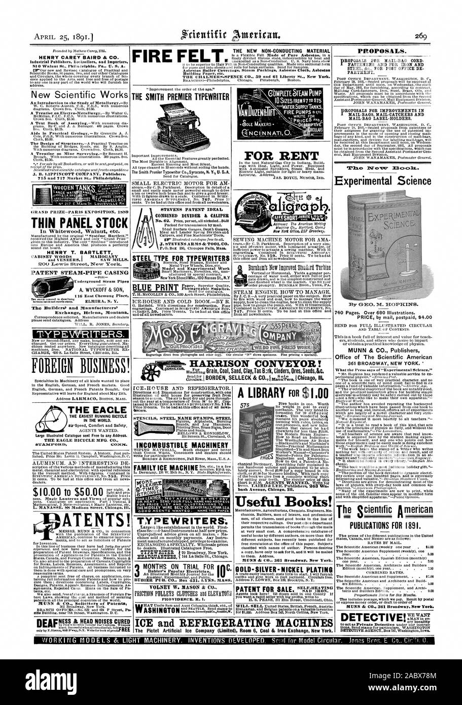 Schreibmaschinen 'geschäftigeren PUI3. Co.Box 431 LYNN MASSE. bash Avenue Chicag Illinois neue wissenschaftliche Werke THIN PANEL lieferbar in Eiche Nussbaum etc. Henry T. BARTLETT KABINETT WOODSMAHOGANY 200 Lewis Street New York. PATENT DAMPF - ROHRBAND Exchange Helena Montana. Schreibmaschinen. Auslandsgeschäft. Die Agenten wollten. Große Illustrierte Katalog geschickt kostenlos zu jeder Adresse. Der ADLER FAHRRAD MEG. Co.erx2l1 Woo 1 m Cora. L. MANASSE SS Madison Street Chicag Illinois MUNN JIL CO Solicitors EN IST! HARRISON BAND! Eis und KÄLTEMASCHINEN der Pictet künstliches Eis Unternehmen (begrenzte) Zimmer 6 für Kohle und Eisen Exchange Neue Stockfoto