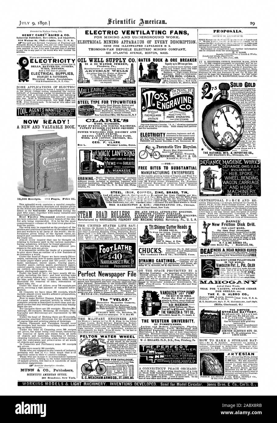 HENRY CAREY BAIRD & CO STROM STROMVERSORGUNG nun bereit! Eine neue und wertvolle Buch. Öl gut SUPPLY CO. STAHL TYP FÜR SCHREIBMASCHINEN WOLLE UNTERLEGSCHEIBEN WARP färben und Dimensionierung von Maschinen. PATENT GUMMI ÜBERZOGEN SQUEEZE CEO. S. (. LERCHE TEXT ACIANSETT MAC. LP perfekte Zeitung Datei ' VELOX." PELTON WASSERRAD TORE ROCK IT ERZ LEISTUNGSSCHALTER FREIE AUFSTELLUNGSORTE ZU ERHEBLICHEN produzierende Unternehmen 45.000 verkauft. Vorschläge. BARNES' neue Reibscheibe Bohren. Für leichte Arbeiten. Hat diese große Vorteile! Luftreifen Fahrräder. KIRKWOOD MILLER & CO.STROM DER WESTLICHEN UNIVERSITÄT VON PENNSYLVANIA. Pir 041 ipeik Stockfoto