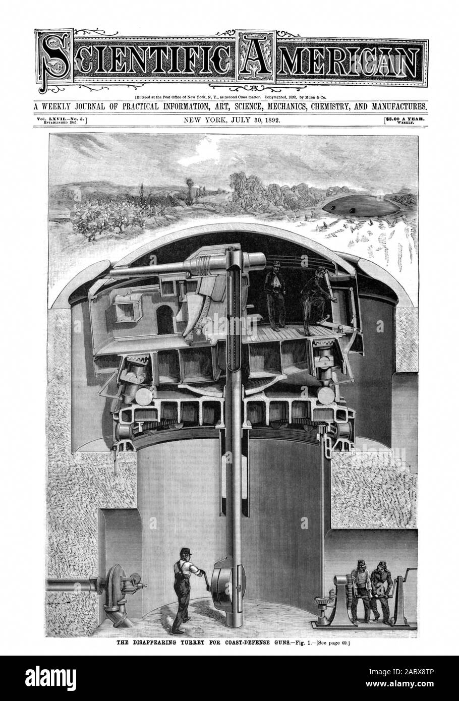 Eine wöchentliche Zeitschrift für PRAKTISCHE INFORMATIONEN KUNST WISSENSCHAFT MECHANIK CHEMIE UND PRODUZIERT., Scientific American, 1892-07-30 Stockfoto