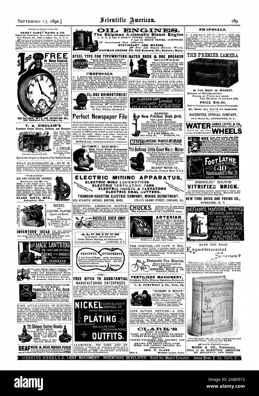 Die Shipman automatische DAMPFMASCHINE 1 2 4 6 und S HORSE POWER SINGLE. Stationäre und Marine. HENRY CAREY BAIRD & Co. Industrielle Verleger Buchhändler und Importeure SI Walnut St Philadelphia. Pa U. S. A., was ELEKTRIZITÄT ISBY W. W. "Die SINTZ" Stationäre und Marine. CLARK SINTZ MFR. Springfield Ohio. Stahl TYP FÜR SCHREIBMASCHINEN KOSTENLOS ZU ERHEBLICHEN Unternehmen des verarbeitenden Gewerbes (0A LANSON CARY r ThREP A FT K.' tEi WOLLE UNTERLEGSCHEIBEN WARP FÄRBEN UND Dimensionierung von Maschinen PATENT GUMMI ÜBERZOGEN SQUEEZE l'OWER WRINGERS für STRUMPFWAREN UND GARNFÄRBUNG WEBSITES. Trocknung UND VENTILATOREN CEO. S. CLARK VORSCHLÄGE. Die Stockfoto