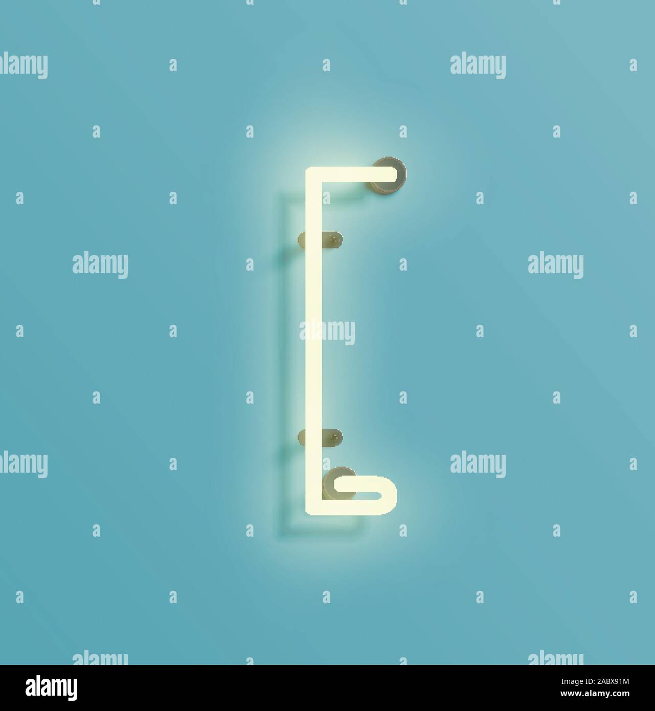 Realistische neon Zeichen einer Fontset, Vektor Stock Vektor
