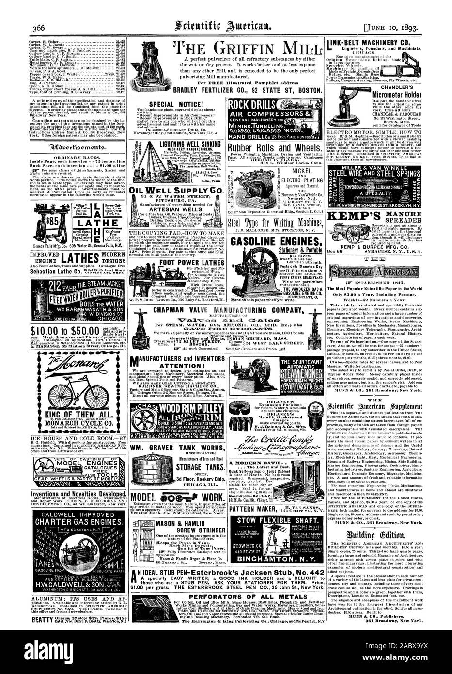 Öl gut SUPPLY CO. FUSS-Drehmaschinen CHANDLER'S Mikrometer Inhaber MUNN diz CO Verlage 361 Broadway New York. Normale Preise. Inside Seite. Jedem einfügen 75 Cent eine Linie zurück Seite Einfügungen DER MOTOR tar. Schraube Otd DREHMASCHINE MONARCH CYCLE CO" 4 444 400,0 SETZT DER Gussteile von MODELLMOTOREN. Erfindungen und Neuheiten entwickelt. s ich EvAs HW.CALDWELL & SOHN. NVFLREs BESONDERER HINWEIS! Hersteller von Maschinen. Die amerikanische gut funktionieren. Aaron Illinois Illinois PITTSBURG PA. Artesische Brunnen STIMMUNG FELGE RIEMENSCHEIBE (integriert.) TANKS. OFFICE 3d-Stock Rookery Geb.. CHICAG KRANK. Hersteller und Stockfoto