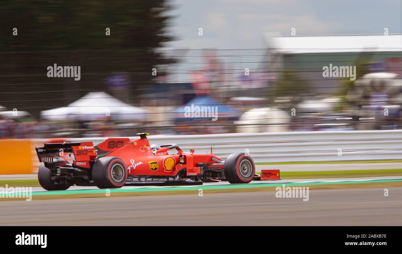 Charles Leclerc im Ferrari SF 90, Freitag Praxis. Grand Prix von Großbritannien, Silverstone, 2019 Stockfoto