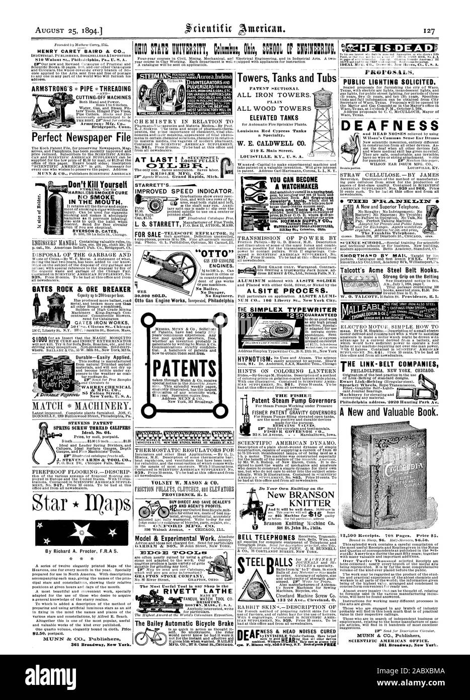 HENRY CAREY BAIRD & Co. INDUSTRIELLE VERLEGER BUCHHÄNDLER & IMPORTEURE perfekte Zeitung Datei TORE ROCK 84 ERZ BREAKER 50 C Nr. Clinton St Chicago B J. Stokvis. Der Begriff und der Umfang der Pharmako-Thera LOSE DER RIEMENSCHEIBE STARRETT ENC INES. 30000 Verkauft. Das nützlichste Werkzeug in jedem Shop ist der RIVETT DREHMASCHINE von brighton Die Bailey Automatische Fahrrad Bremse Türme Tanks und Wannen PATENT Schnitt alle Eisen Türme. Einfach alles Holz Türme aufgeständerten Tanks für automatische Sprinkleranlagen Pflanzen. eine Spezialität. W.E. CALDWELL CO 219 Main Street Wanted-Capital, um experimentelle Maschine und in Patent. Adresse Carl Stockfoto