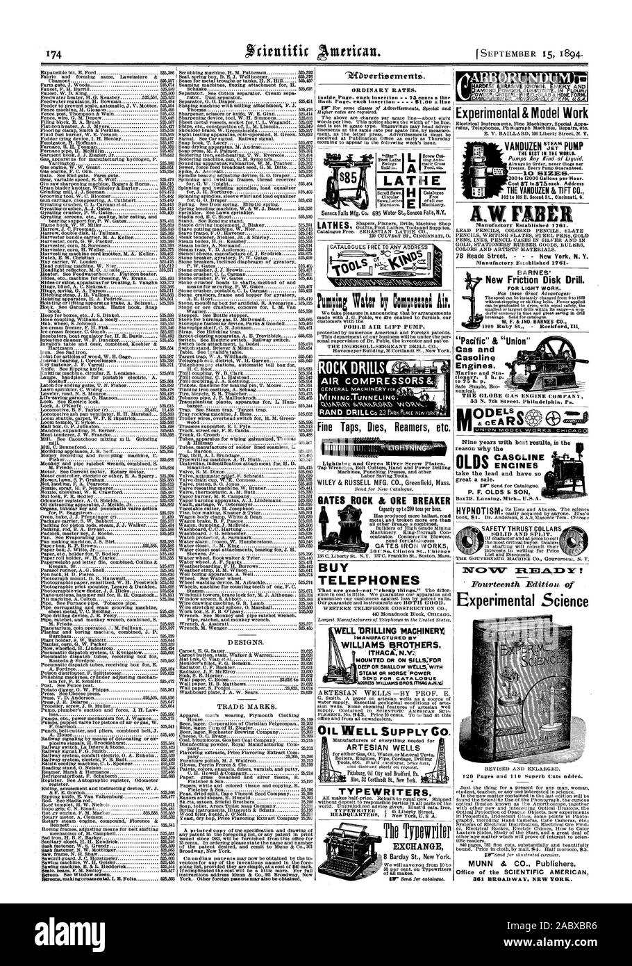 Motoren. Marine und Sta auf 75 Uhr. S. SICHERHEIT DRUCKRINGE SOLIDE UND SPLIT. WOW1=1. EMPIZ' ich die experimentelle Wissenschaft 1.20 Seiten und 0 tolle Schnitte hinzugefügt. MUNN & Co Verlag S. Experimentelle & Modell Arbeit AlRBORUNDUM neun Jahre mit besten Ergebnissen ist der Grund, warum die Motoren die Führung übernehmen und haben auch einen Verkauf. Box 218. Lansing Michigan USA 4 E0 BIN., Scientific American, 94-09-15 Stockfoto