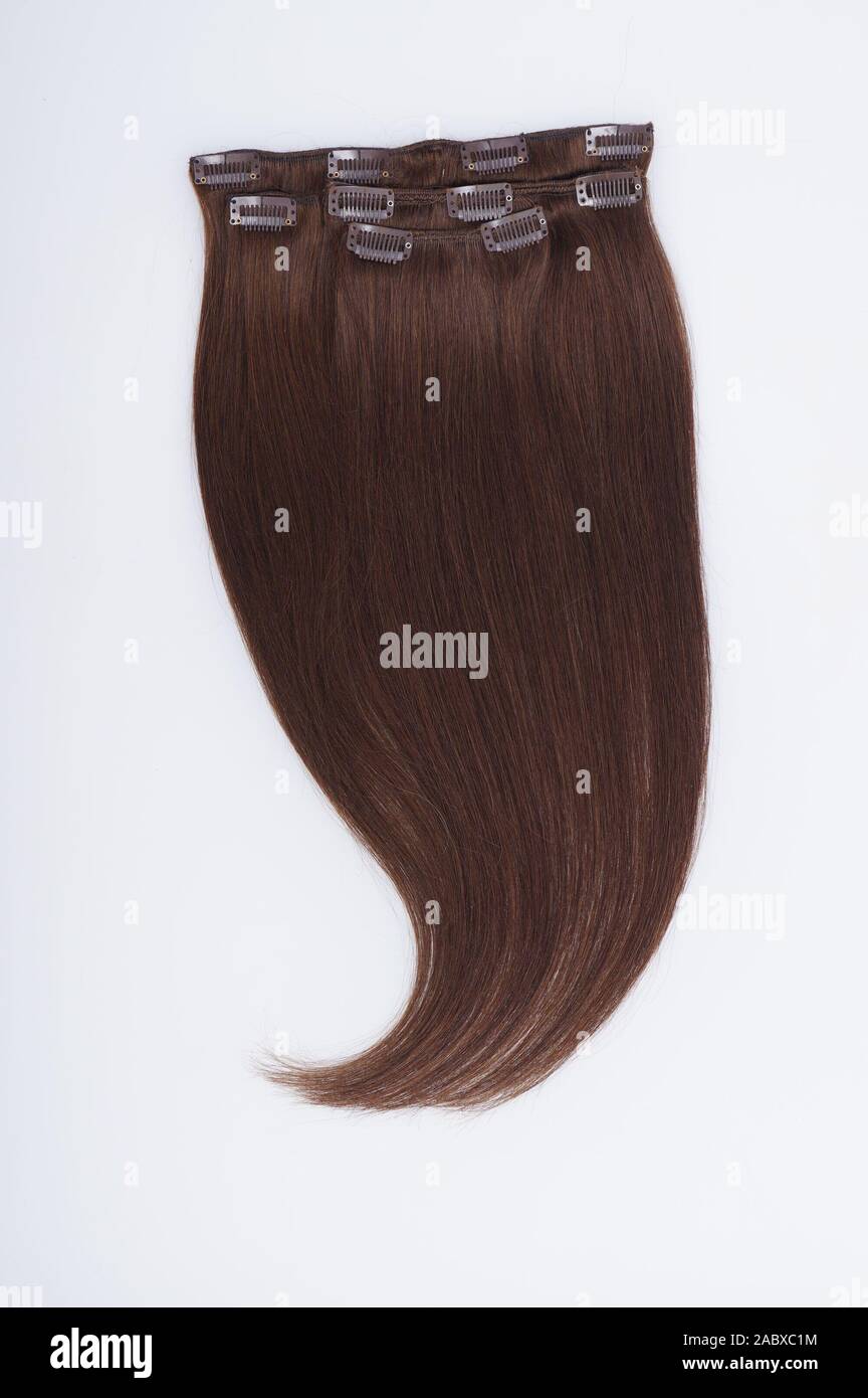 Gerade virgin remy Echthaar Clip in Extensions Stockfoto