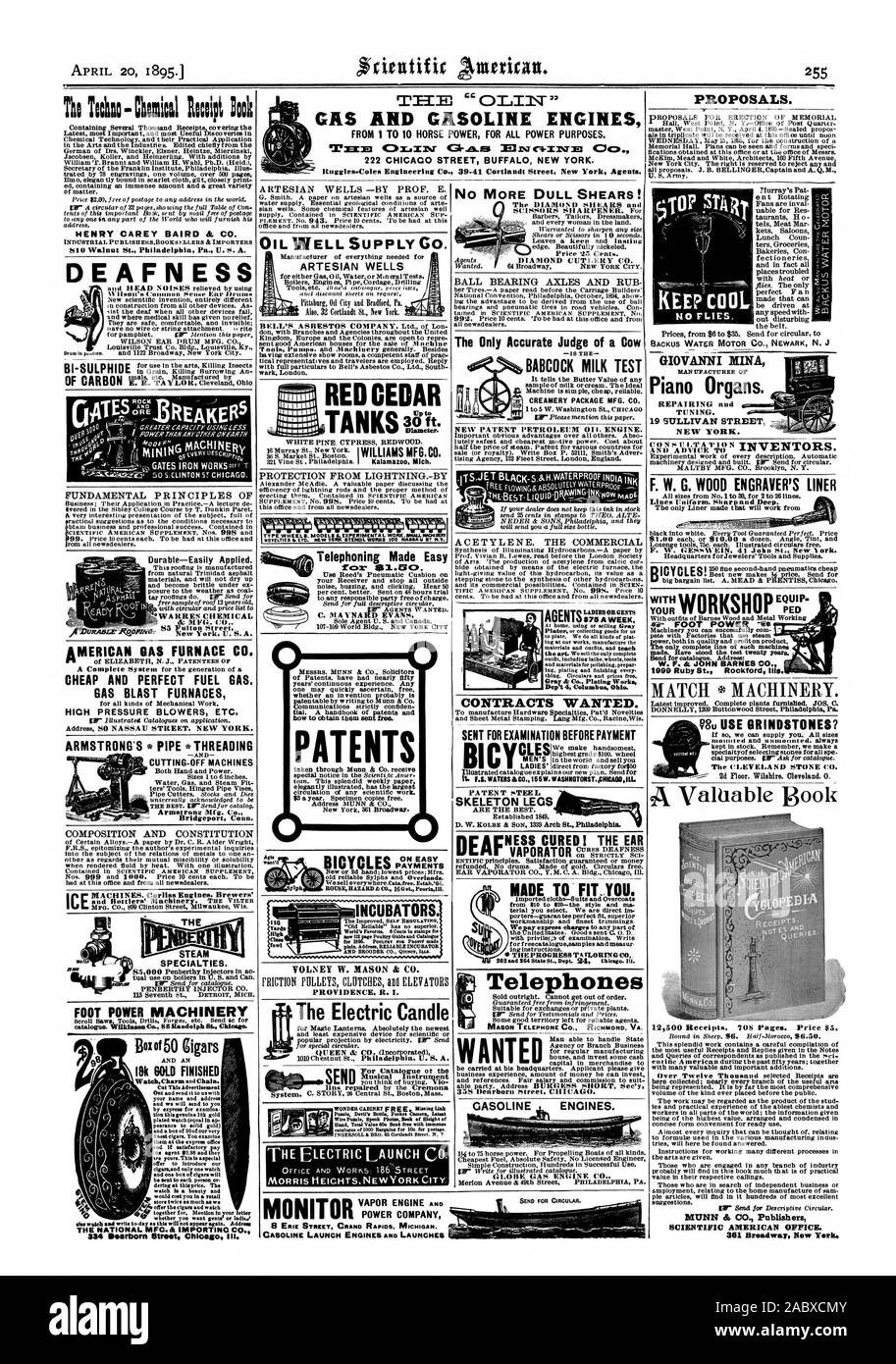 Bel zu jedem pereon oder DER NATIONALEN MFG gesendet.&IMPORT CO System. Benzinmotoren. Paul. Devil's Flasche pocket Kamera letzte Hand Gesamtwert 60 e sich mit immensen WELT GAS ENGINE CO. DIE ELEKTRISCHE EINFÜHRUNG CO MORRIS HEICHTS NEW YORK CITY. Für kreisförmige senden. MONITOR POWER COMPANY, Scientific American, 1895-04-20 Stockfoto