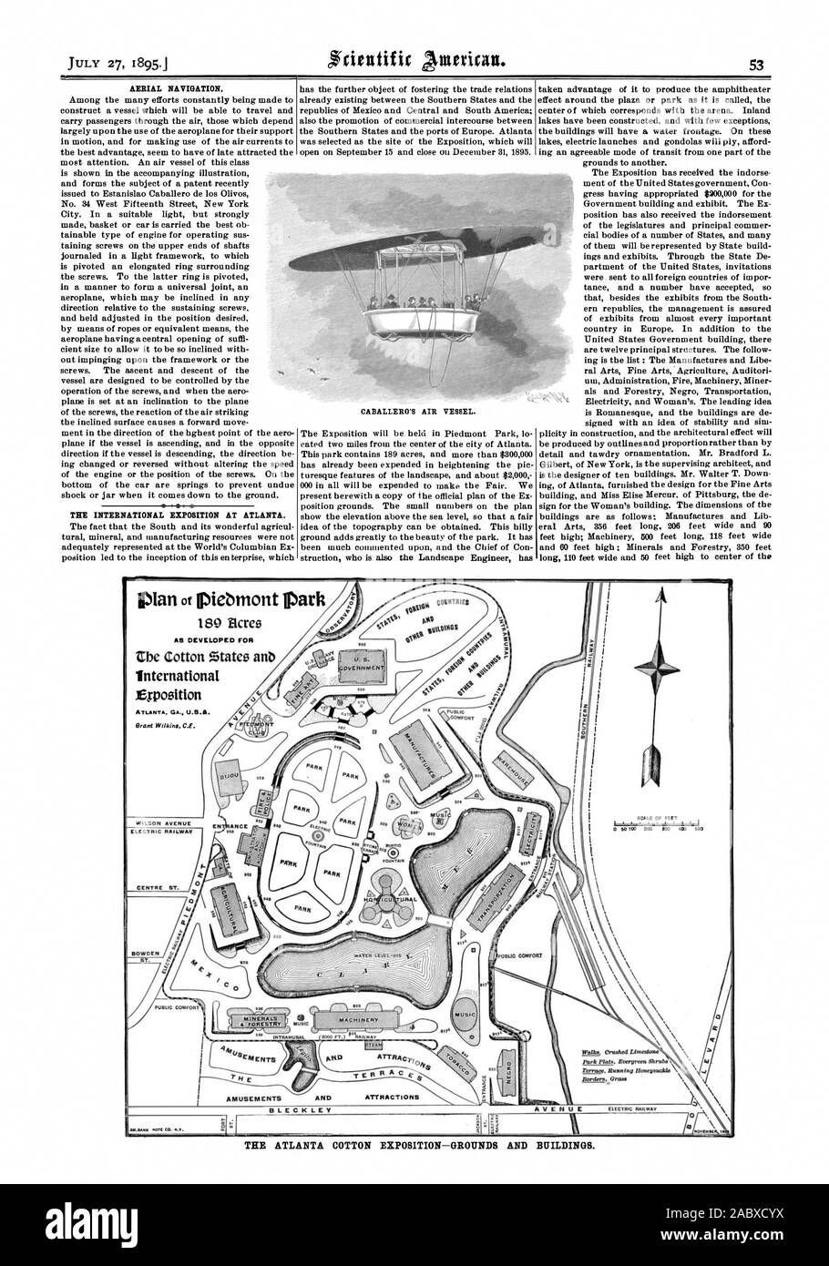 Antenne NAVIGATION. Die INTERNATIONALE AUSSTELLUNG IN ATLANTA. CABALLEROS LUFTBEHÄLTER. Das ATLANTA BAUMWOLLE EXPOSITION - Gelände und Gebäude. Umfang der Füße 0 50 100 200 502 400 N EN ANCE VilL 7.014 AVENUE ELEKTRISCHE EISENBAHN VERGNÜGUNGEN ATTRAKTIONEN AVENUE ELECIRIC; GOMA BLECK LEY 1.19. 90 ma HINWEIS CO.kV. iebmont Varh 189 Beres, entwickelt für Internationale Ausstellung ATLANTA. OA. Usa Brent Wilkins. C.E. Öffentliche KOMFORT MUSIK MACHEN MUSFC Cru. aked L (Furatons, Scientific American, 1895-07-27 Stockfoto