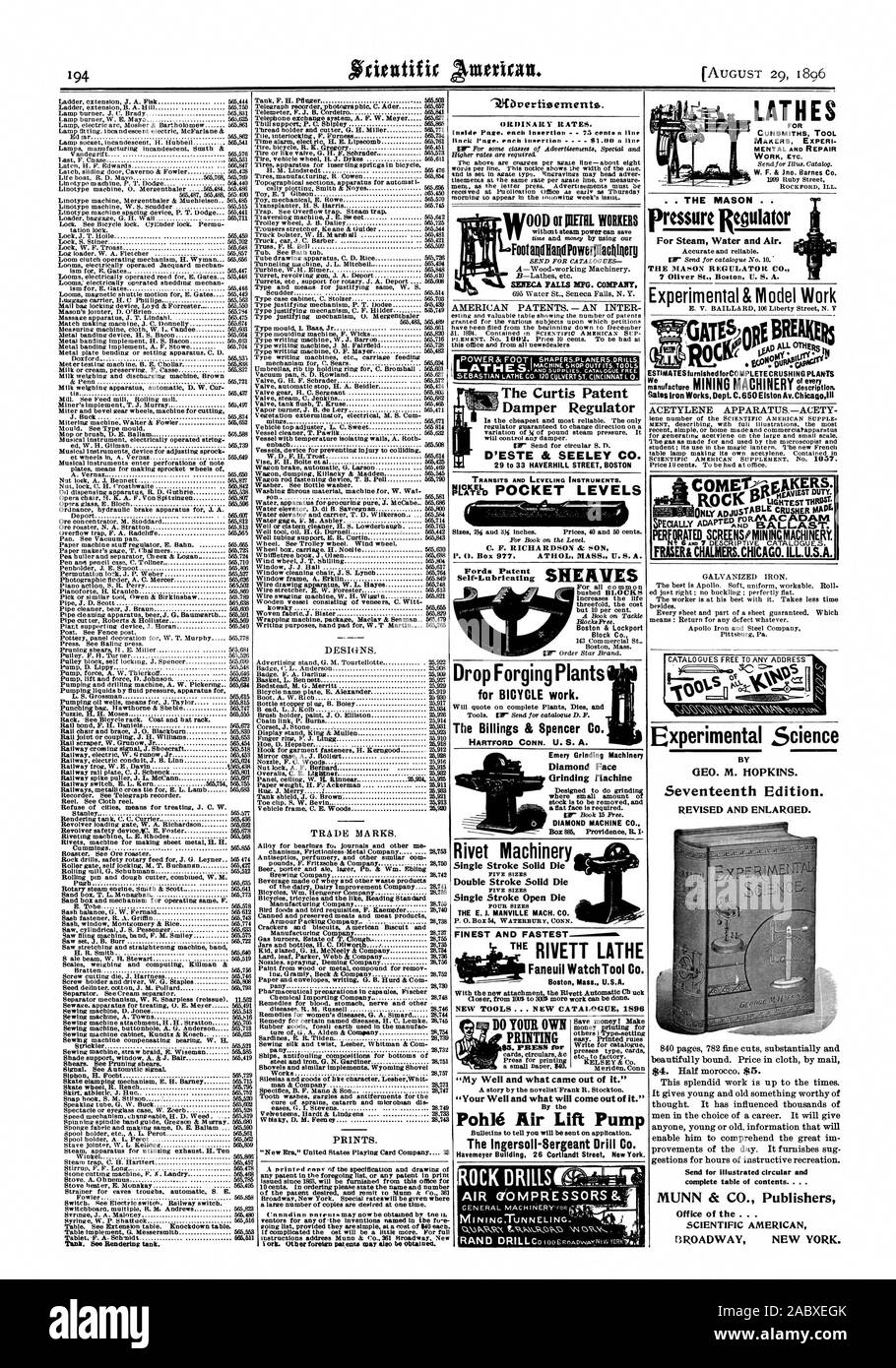 Druckt. Schmirgelleinen schleifen Maschinen Diamond Face Schleifmaschine entwickelt, Schleifen, wo kleine Menge auf Lager entfernt und & flach sein Gesicht erforderlich ist. DIAMOND MACHINE CO. Niet Maschinen einzelnen Anschlag feste Sterben Doppelhub solide Sterben einzelnen Anschlag öffnen die E.1 Sterben. MANVILLE MACH. Co.besten und schnellsten vollständiges Inhaltsverzeichnis. . . . MUNN & Co. Herausgeber Amt der. . . SCIENTIFIC AMERICAN Gesenkschmieden Pflanzen für Fahrrad arbeiten. Die Billings&Spencer Co Boston&Lockport Block Co TRANSITE UND NIVELLIERUNG DER INSTRUMENTE. Platte Furten Patent Self-Lubricating RIEMENSCHEIBEN ORDENTLICHE PREISE Stockfoto