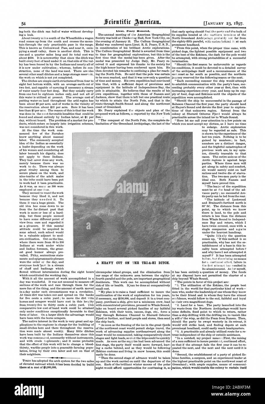 Lieut. Peary geehrt. Ein schwerer SCHNITT AUF DER TRI-A-HI GRABEN., Scientific American, 1897-01-23 Stockfoto