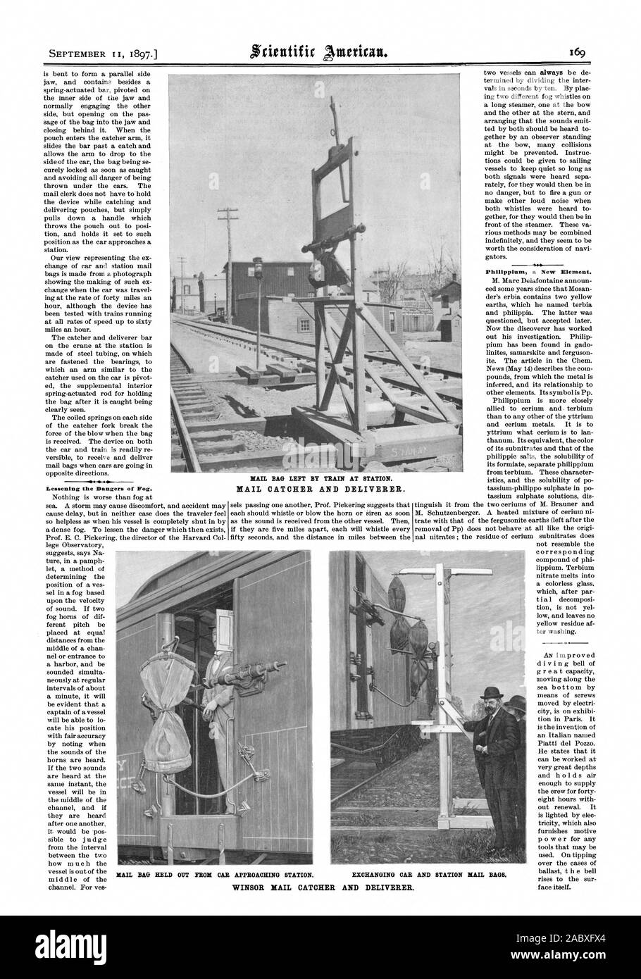 Die Verringerung der Gefahren der Nebel. os Philipplum ein neues Element. E-MAIL TASCHE LINKS MIT DER BAHN AM BAHNHOF. MAIL CATCHER und Befreier. STATION. E-MAIL TASCHE STATT AUS DEM AUTO und Befreier. WINSOR MAIL CATCHER AUSTAUSCH, Scientific American, 97-09-11 Stockfoto