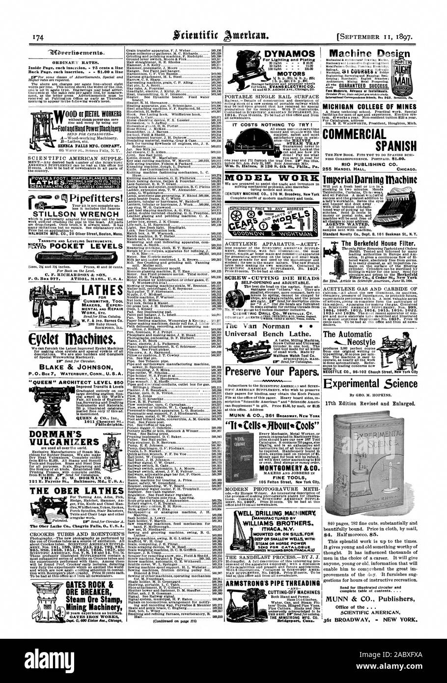 SCIENTIFIC AMERICAN geschmeidig und SUP LAGEN. Katalog kostenlos STILLSON SCHLÜSSEL TRANSITE UND NIVELLIERUNG DER INSTRUMENTE. Öse Maschinen. BLAKE & Johnson "Königin" ARCHITEKT LEVEL 50 $ Verbesserte Transite & Level 10 Chestnut St. Philadelphia die Ober OBER DREHMASCHINEN Drehmaschine Co Verdruß fällt O. USA A. TRAGBARE SINGLE RAIL OBERFLÄCHE, ES KOSTET NICHTS!. Kondensatableiter Wm. S. Haines S 136 S. 4 St. Phila. Pa MODELL ARBEIT ACETYLEN APPARATE.- ACETY SCIENTIFIC AMERICAN SUPPLEMENT Nr. 1057. Schraube - STANZFORM Köpfe der Van Norman Universal Bank Drehmaschine. Waltham Watch Tool Co. Bewahren Sie Ihre Papiere. WW nA MONTGOMERY & Stockfoto