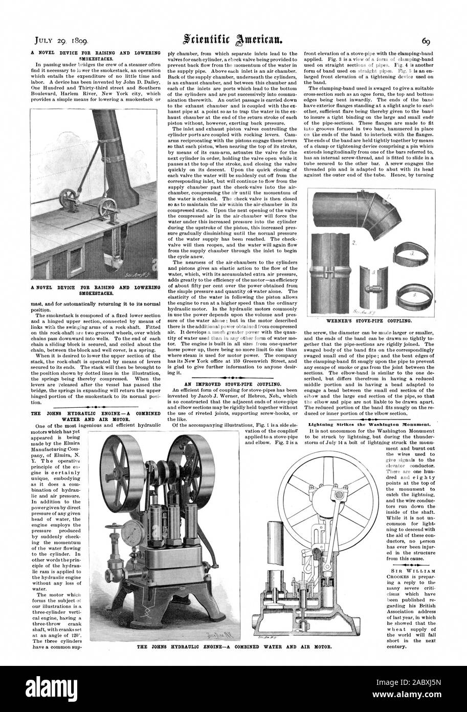 Blitzschlag das Washington Monument., Scientific American, 1899-07-29 Stockfoto