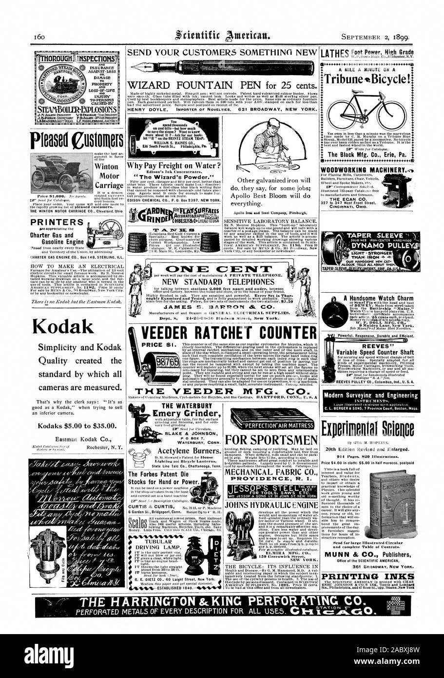 Ihre Kunden ETWAS NEUES VEEDER RATSCHE ZÄHLER.4 schicken. 00 BIN M. 0. .4. 1 Mqt. 1 01. .1 HOROUGH INSPEKTIONEN UND VERSICHERUNG z GEGEN - VERLUST ODER. Schäden T EIGENTUM UND LOSS-OF-LIFE oral. Schädigung" und STFA 1'301 LER - Explosionen erfreut Cusimors Winton Motor Carriage DRUCKER Kodak Einfachheit und Kodak Qualität erstellt, der Standard, an dem alle Kameras gemessen werden. Kodaks $ 5,00 bis $ 35.00. Die waterbury Emery Grinder BLAKE & JOHNSON WATERBURY CONN. Acetylen Brenner. Die Forbes Patent sterben Stocks für Hand- oder Macht. : 1) '116 aAIWW FÜR SPORTLER PROVIDENCE R.I.L JOHNS HYDRAULISCHE MOTOR der Schwarzen Mfg. Co Stockfoto