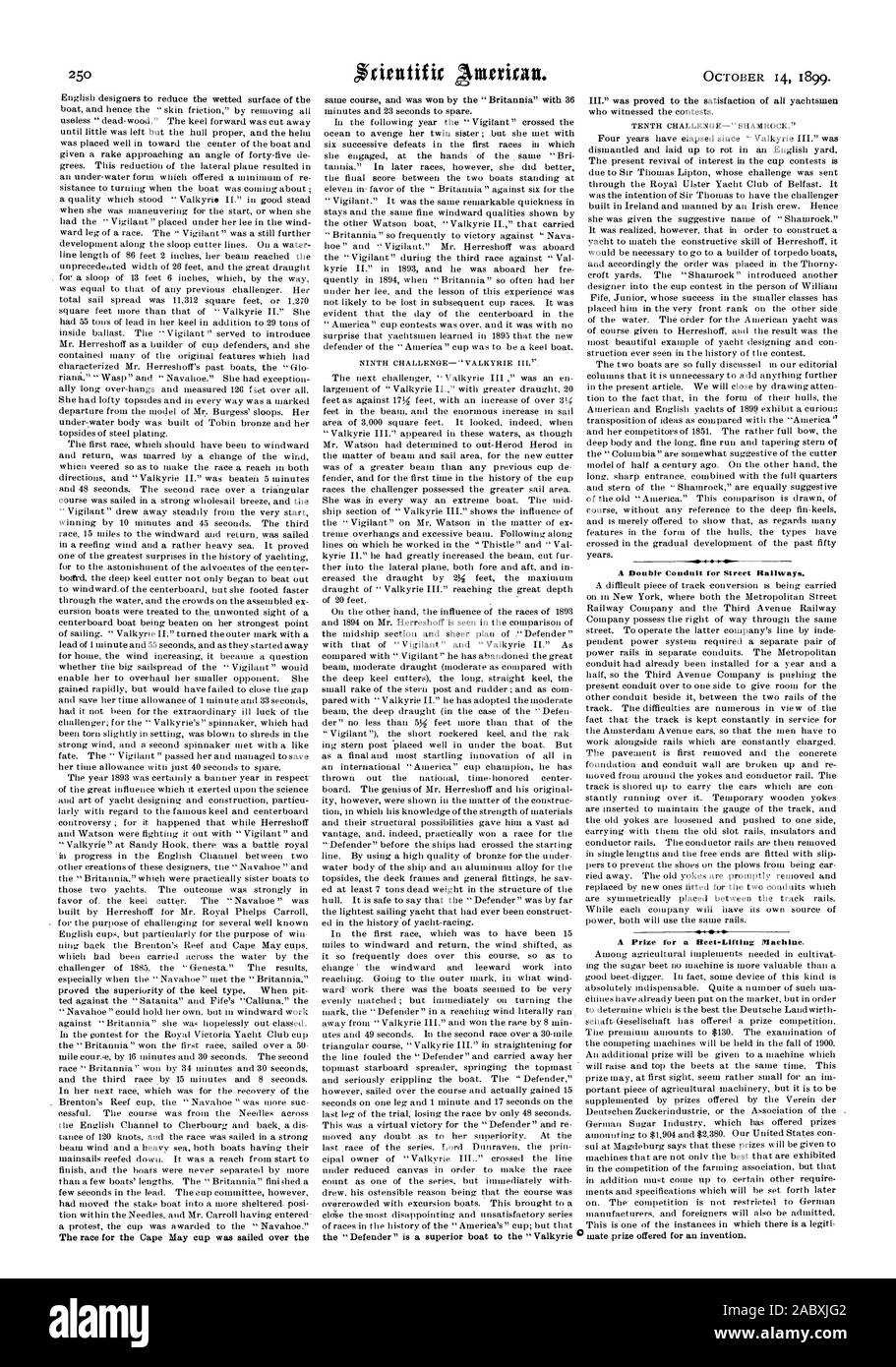 Eine doppelte Conduit für Straße, Eisenbahn. Einen Preis für A-Zuckerrüben Litling Maschine., Scientific American, 1899-10-14 Stockfoto