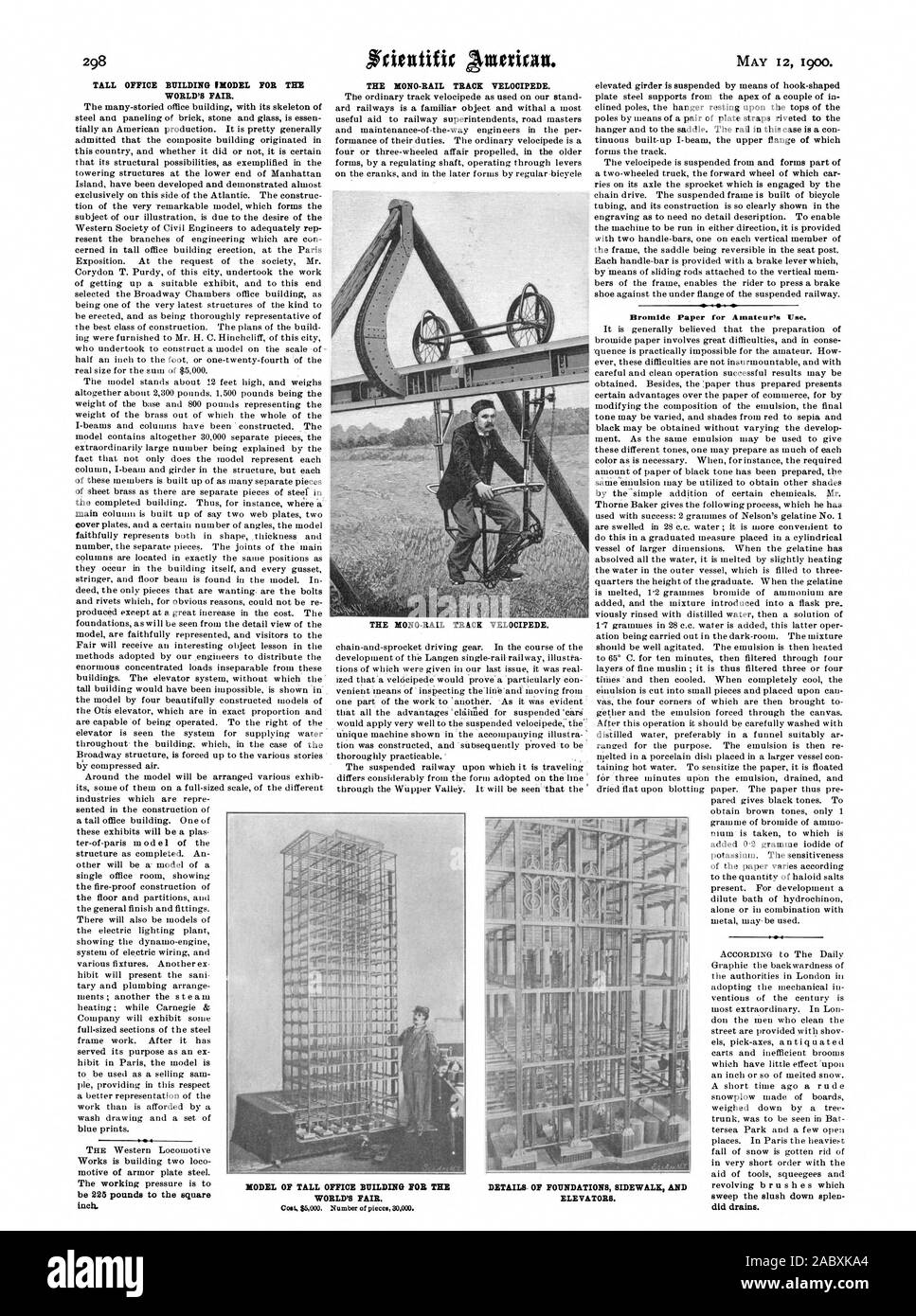 Ich 225 Pfund an den Quadratzoll. Methylbromid Papier für die Bewunderer., Scientific American, 1900-05-12 Stockfoto