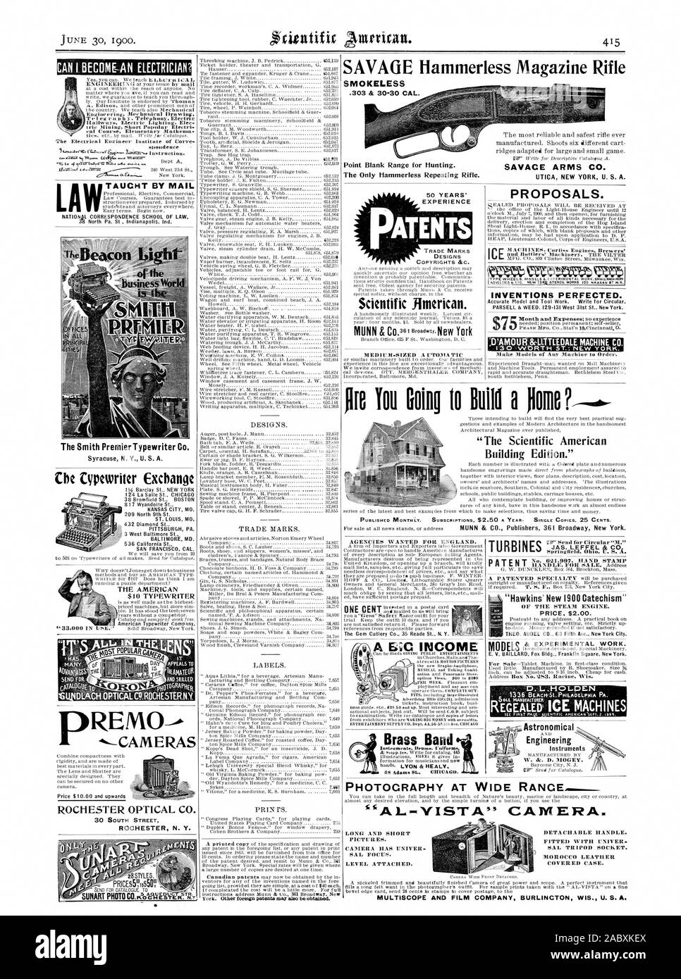 Ti, darunter große Illustrierte Brass Band LA LEHRTE PER E-MAIL den Smith Premier Schreibmaschine Co. Che Cypewriter AUSTAUSCH DER AMERIKANISCHEN $ 10 SCHREIBMASCHINE PREN 10-KAMERAS ROCHESTER OPTICAL CO. ROCHESTER N.Y.-id Turbinen Springfield' Hawkins' Neue 1900 Katechismus' DER DAMPFMASCHINE. D. L. HOLDEN & experimentelle Arbeiten. Modelle astronomische Engineering Instrumente W. &. D.0 GEY. Patente MEDICM MITTLEREN eine ITTOMA' PIC ERFINDUNGEN PERFEKTIONIERT. "Die wissenschaftlichen amerikanischen PHOTOCRAPHY am breiten RANCE BILDER. Kamera hat UNIVER SAL konzentrieren. Ebene angebracht. Abnehmbarer Griff. Mit UNIVER SAL STATIVANSCHLUSS ausgestattet. "Marokko Stockfoto