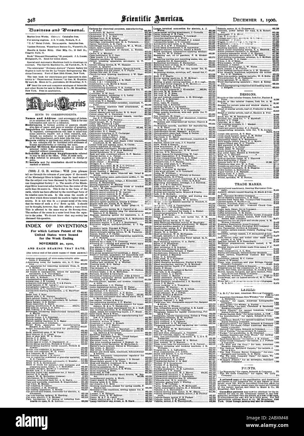 Marine Bügeleisen funktioniert. Chicago. Katalog kostenlos. Für den Bergbau Motoren. J. S. Mundy Newark NEW JERSEY" U S." Metall Politur. Indianapolis. Proben kostenlos. Yankee Vorstellungen. Waterbury Taste Co.Waterb'y Ct. Griff und sprach Mchy. Ober Mfg. Co.10 Bell St. Verdruß fällt 0. Buchen Sie 'Dies und Stanzformenbau' $ 1 Postpaid. J. L. Lucas Bridgeport Ct. Für den Index Blatt senden. Besondere und automatischen Maschinen gebaut, um Zeichnungen auf Vertrag. Die garvin Machine Co 141 Varick St. N.Y., der gefeierte "Hörner Durch - akroyd "Patent Sicherheit Öl Motor durch die De La Vergne Kühl- Ma chine Firma gebaut wird. Fuß von Osten 138 Street New York Stockfoto