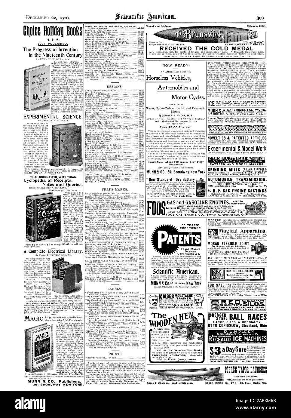 Buffal N.Y. H. S. GASMOTOR CASTINGS ein DaySure gerade veröffentlicht. Der Fortschritt, den die Erfindung im 19. Jahrhundert die experimentelle Wissenschaft. Der Scientific American Cyclopedia von Quittungen Hinweise und Anfragen. MUNN es CO Verlage ERFAHRUNG PATENTE Scientific American itZat Neuheiten & PATENTIERTE ARTIKEL Experimentelle & Modell Arbeit D'AMOUR & LITTLEDALE MACHINE CO. 130 IM WERT VON 5 T. NEW YORK. Muster und MODELLBAUER. MORAN FLEXIBLE GEMEINSAME magischen Apparat. Große GRÖSSEN EINE SPEZIALITÄT. Luft und Wasser TIGHTI jeder Durchmesser jeder Tiefe. 326 ERSTE PRÄMIEN SENDEN FÜR KOSTENLOSEN KATALOG. D. L. HOLDEN Die 00 P MÜHLEN Stockfoto